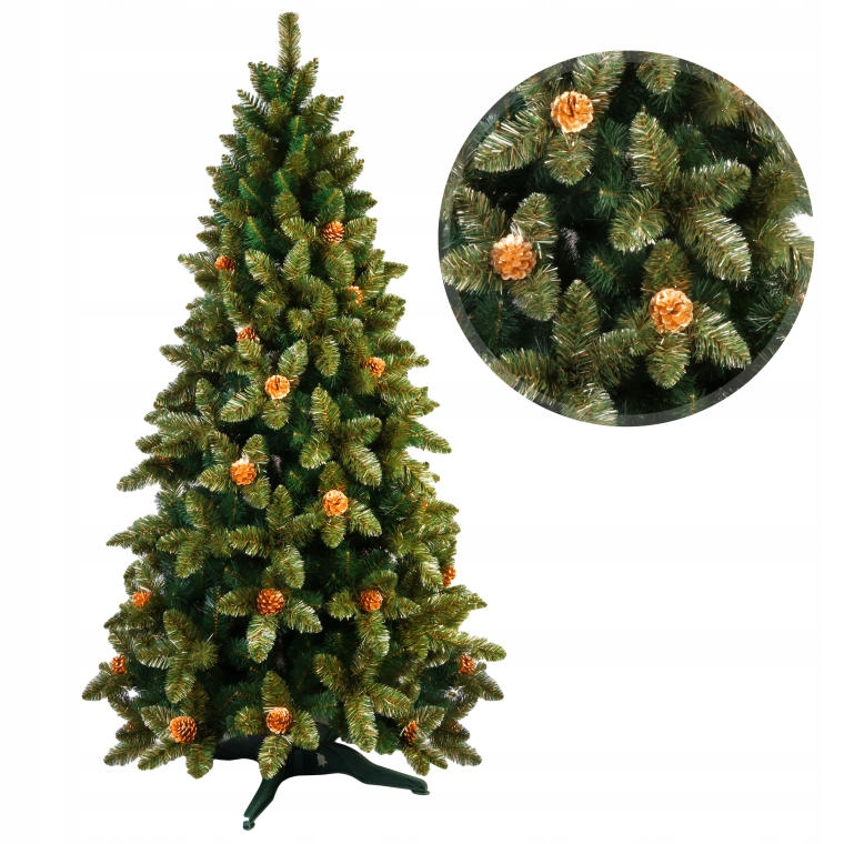 Krásny Vianočný Stromček Sibírsky Smrek S Prírodnými Šiškami 150 CM Stojan