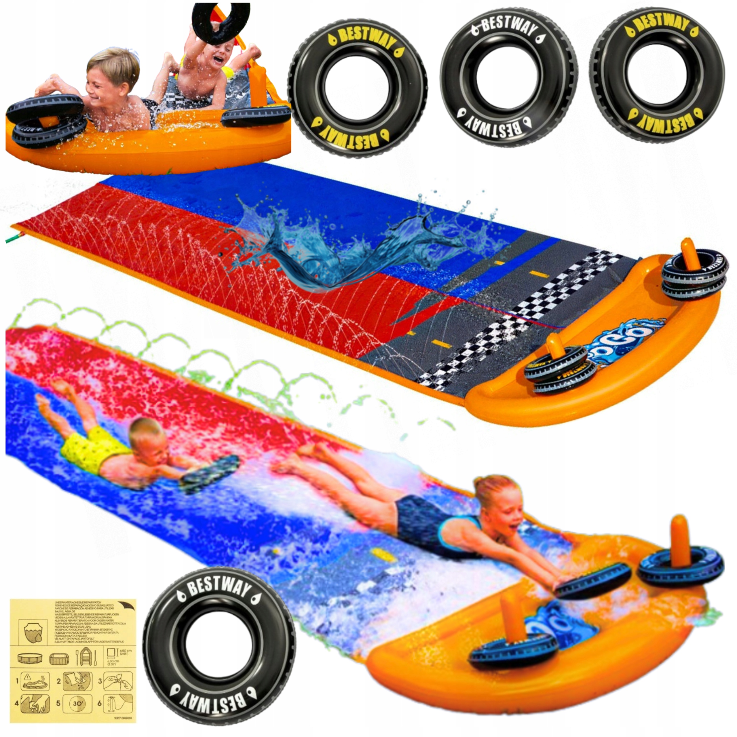 ZJEŻDŻALNIA WODNA ŚLIZG WODNY ŚLIZGAWKA DO OGRODU DLA DZIECI ZABAWA +GRATIS