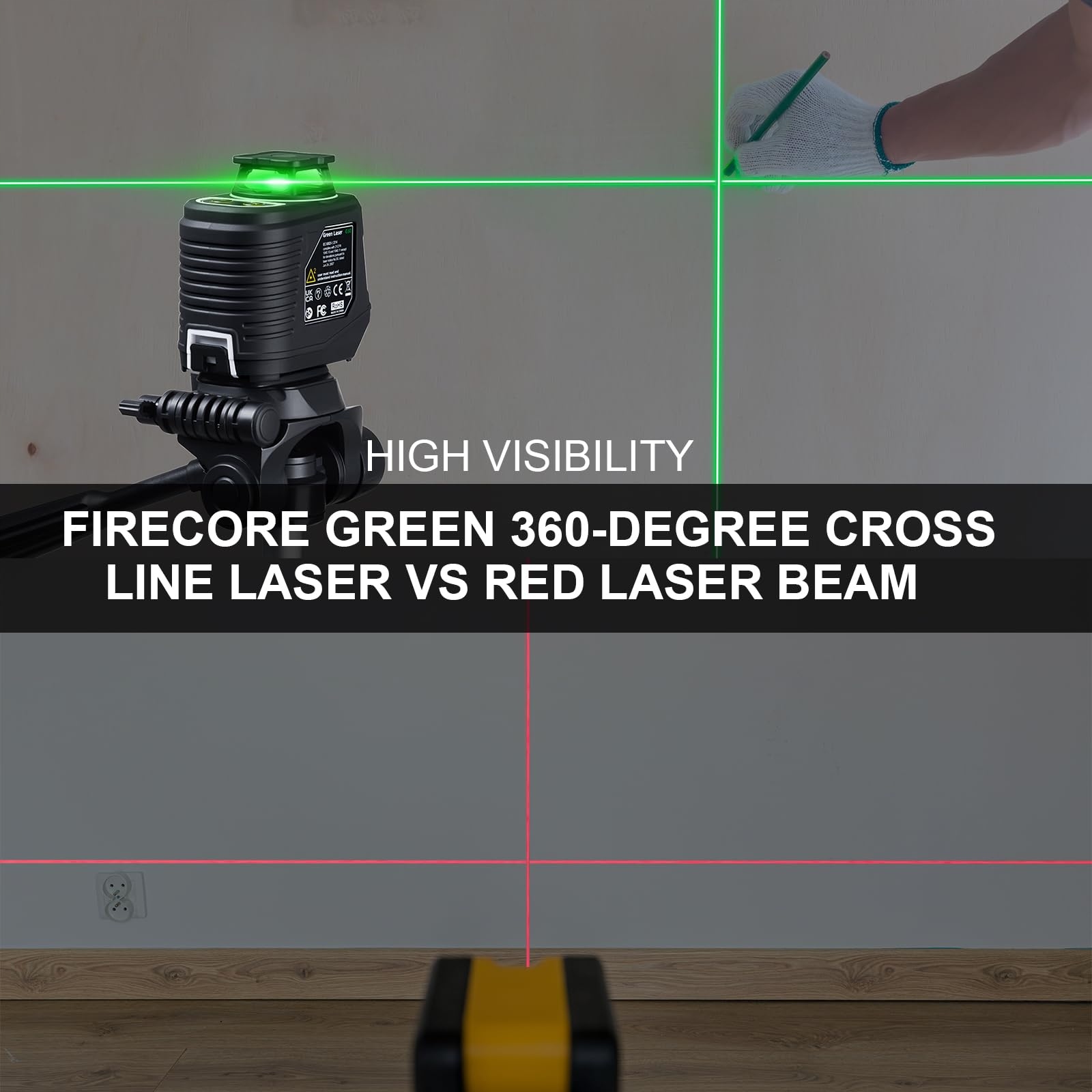FIRECORE Laser Krzyżowy 360° Samopoziomujący Zielony Do Montażu — miniatura 2