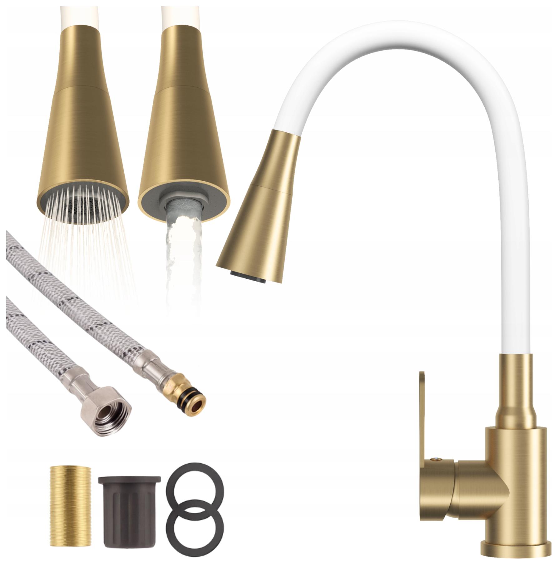 Bateria kuchenna biała elastyczna wylewka kran stojący Flexo