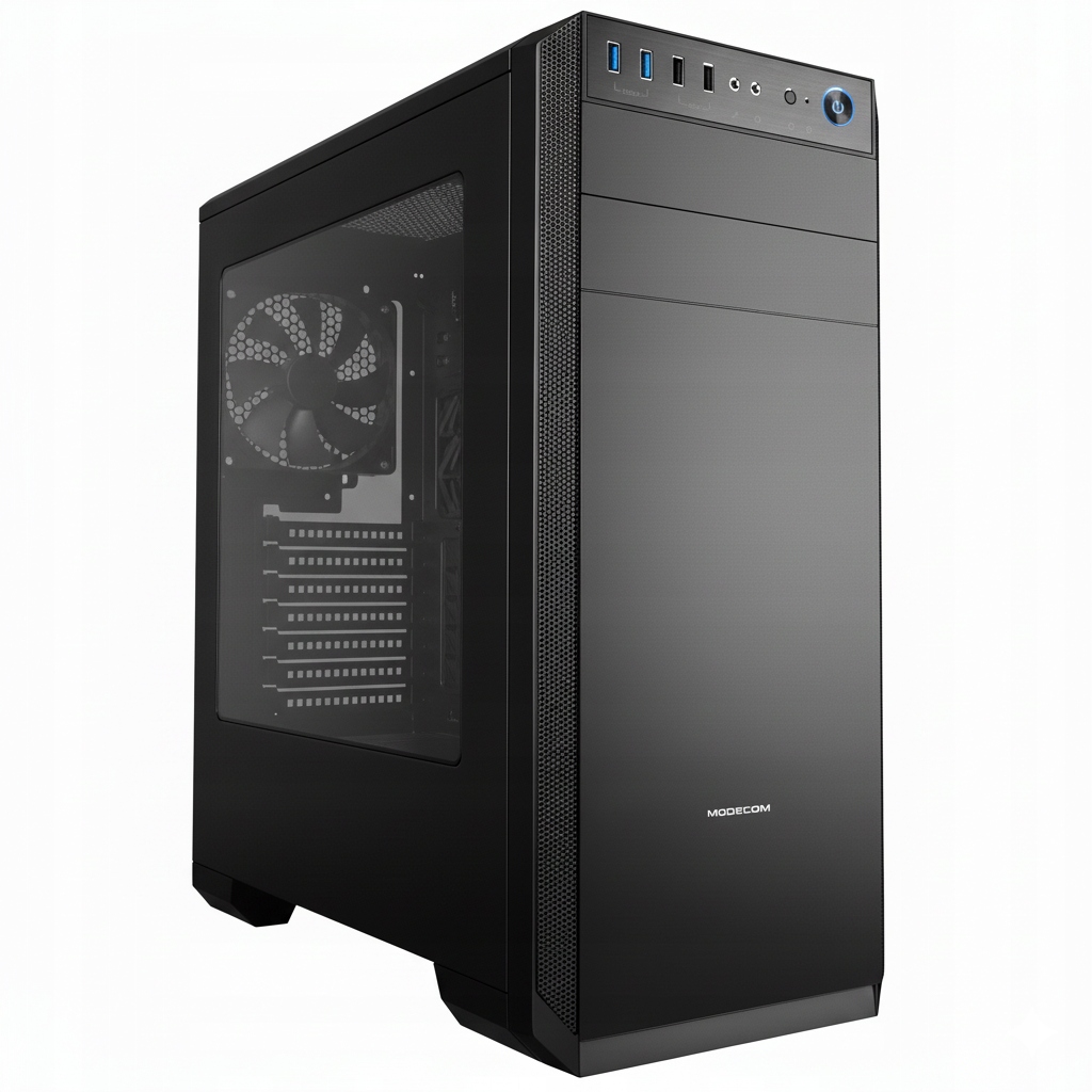 Počítačová Počítačová Skříň Modecom Oberon Pro černá Midi Tower s okénkem, 2x Usb 3.0