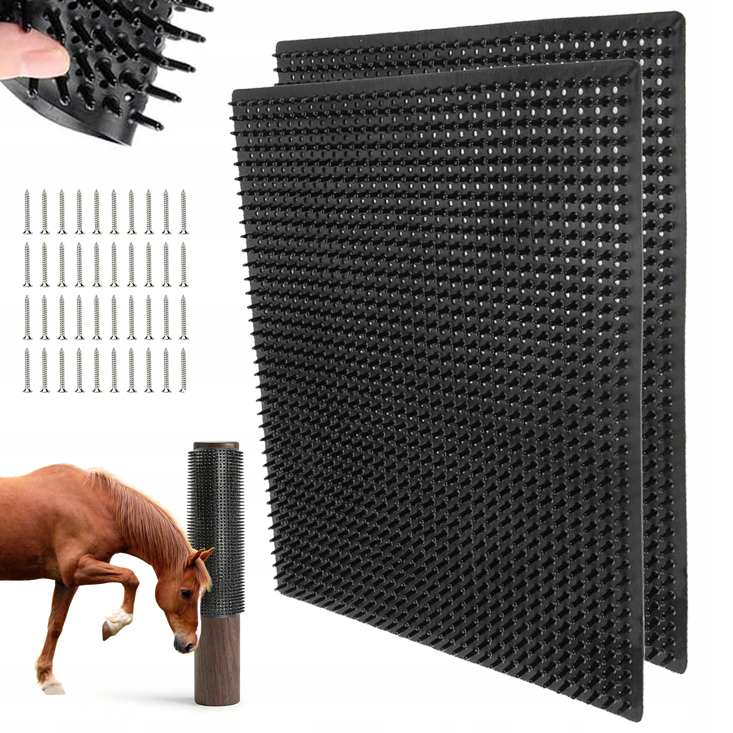 Kartáč Na Škrábání Pro Dobytek A Koně Pro Koně A Další Zvířata, Černý
