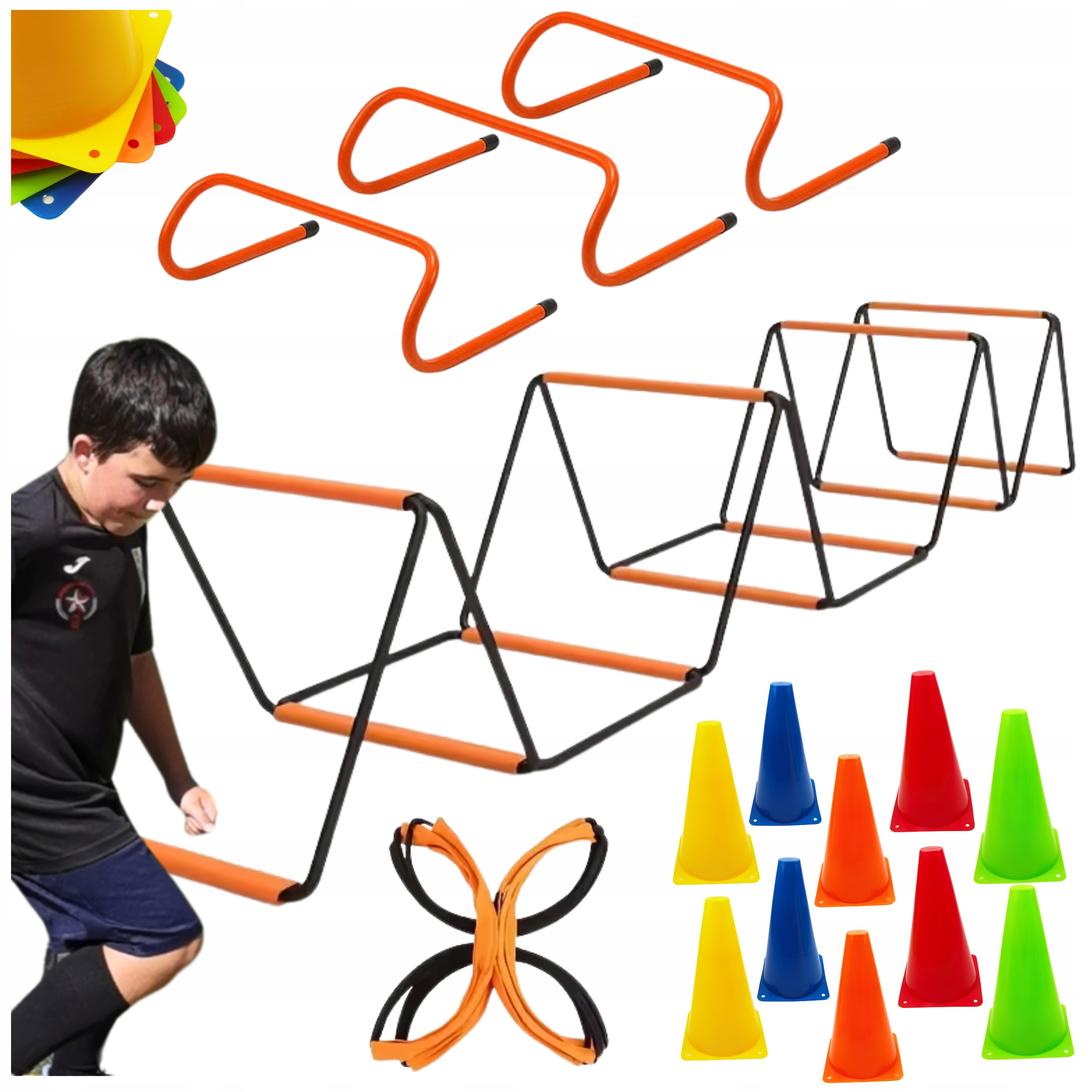 Zestaw dla Piłkarza Drabinka treningowa 4,8 m pachołki 3 płotki 15 cm