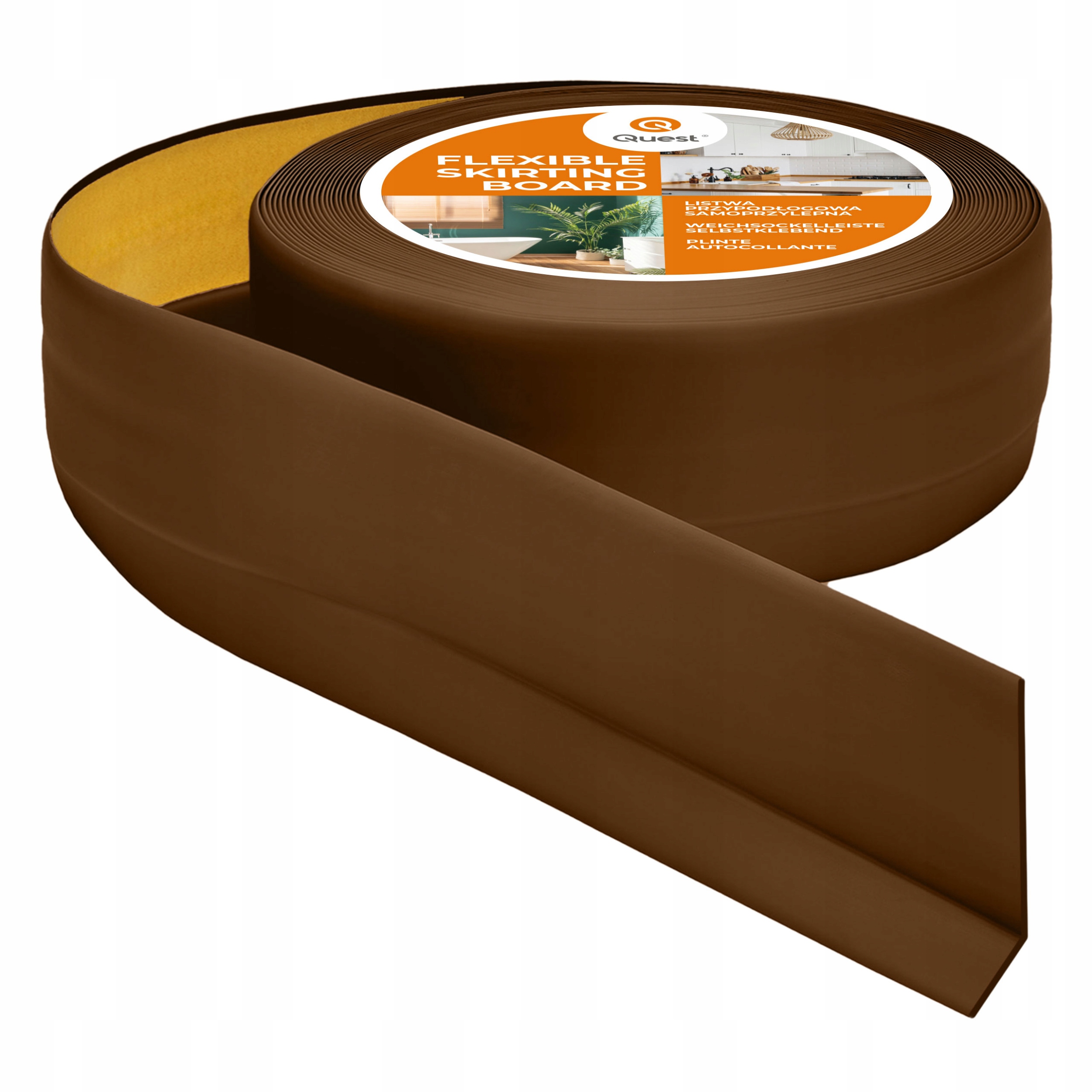 Samolepiaca podlahová lišta Quest Pvc 50x20 mm Tmavohnedá 25 m