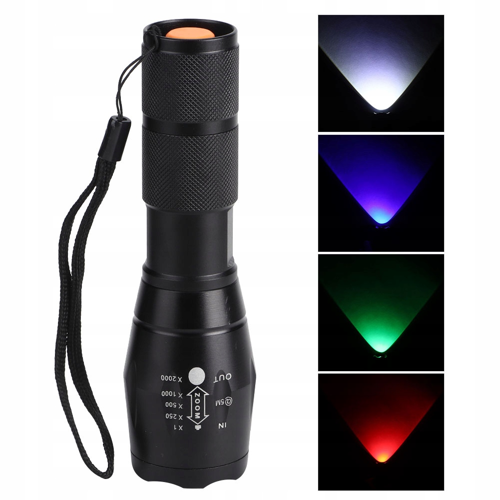 Latarka Kolorowy Led Przenośna Wysoka Jasność Do Użytku Na Zewnątrz Rgb 4W1
