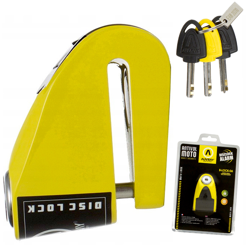 Blokáda na štít s alarmem Auvray B-lock 06 žluto-černá, kolík 6 mm