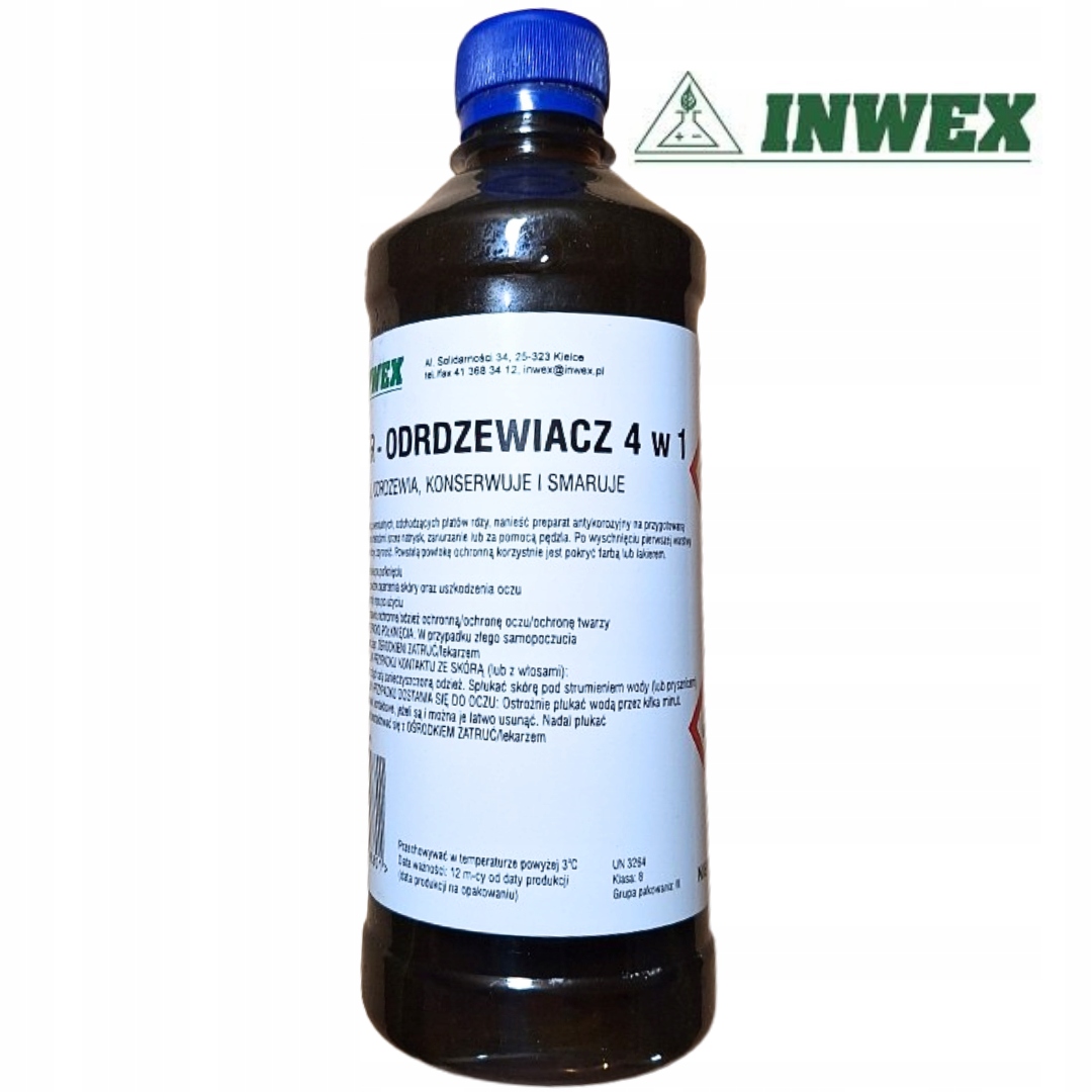 Mocny Odrdzewiacz do Podwozi Samochodowych Inwex 4w1 Antykorozyjny 0,5L
