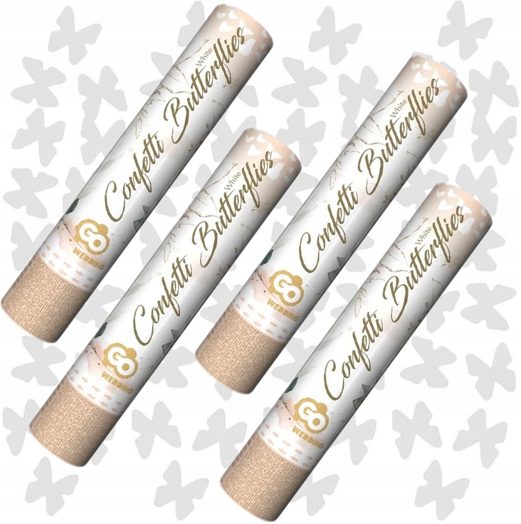 

Konfetti Strzelające Białe Motylki komunia 4szt.