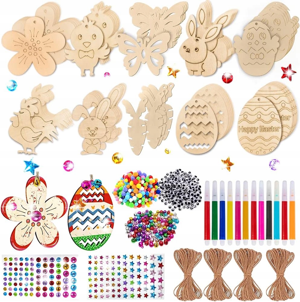 Dřevěné přívěsky Diy psaníčka Kreativní sada pro zdobení Velikonoce