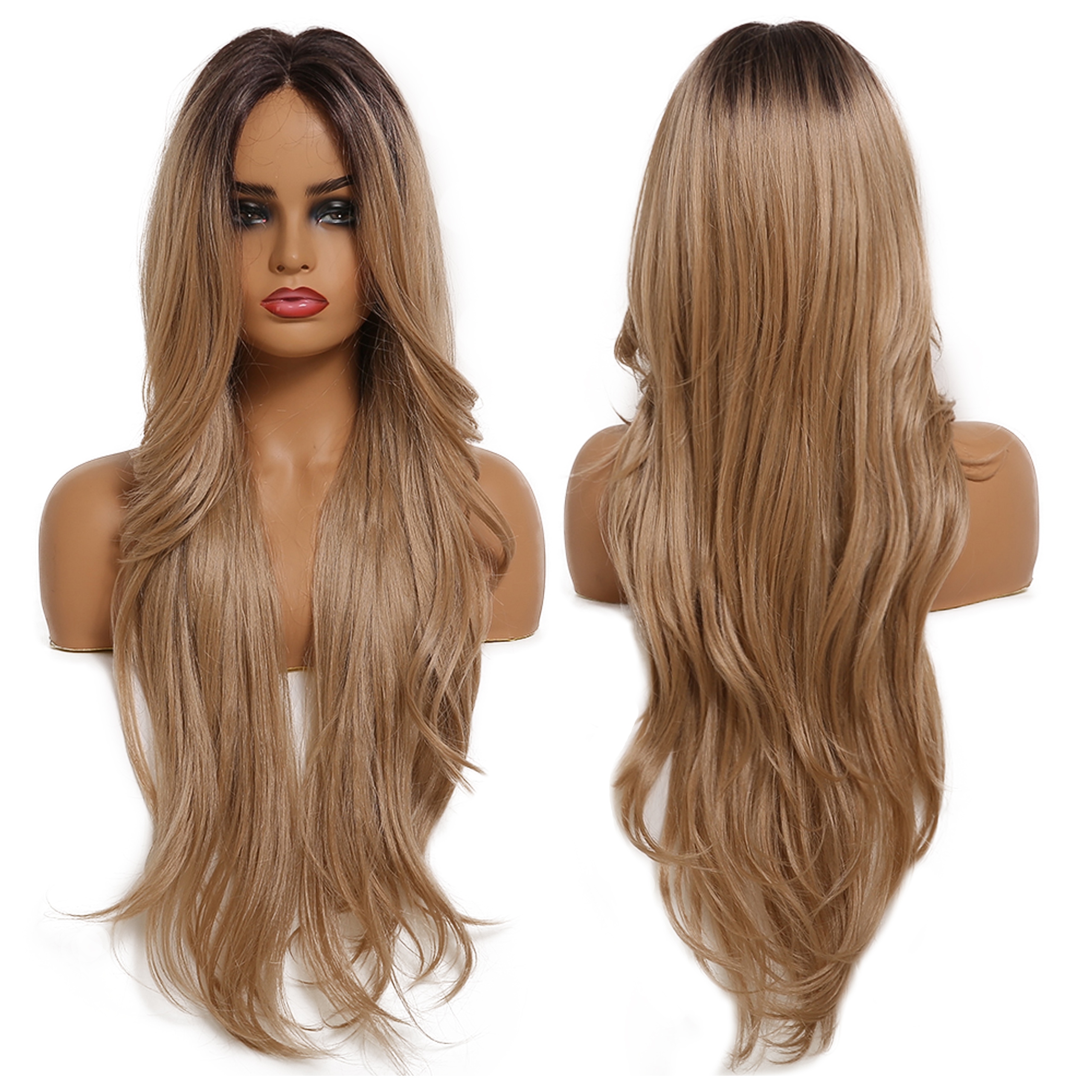 Peruka lace front długie włosy Jak Naturalne brąz