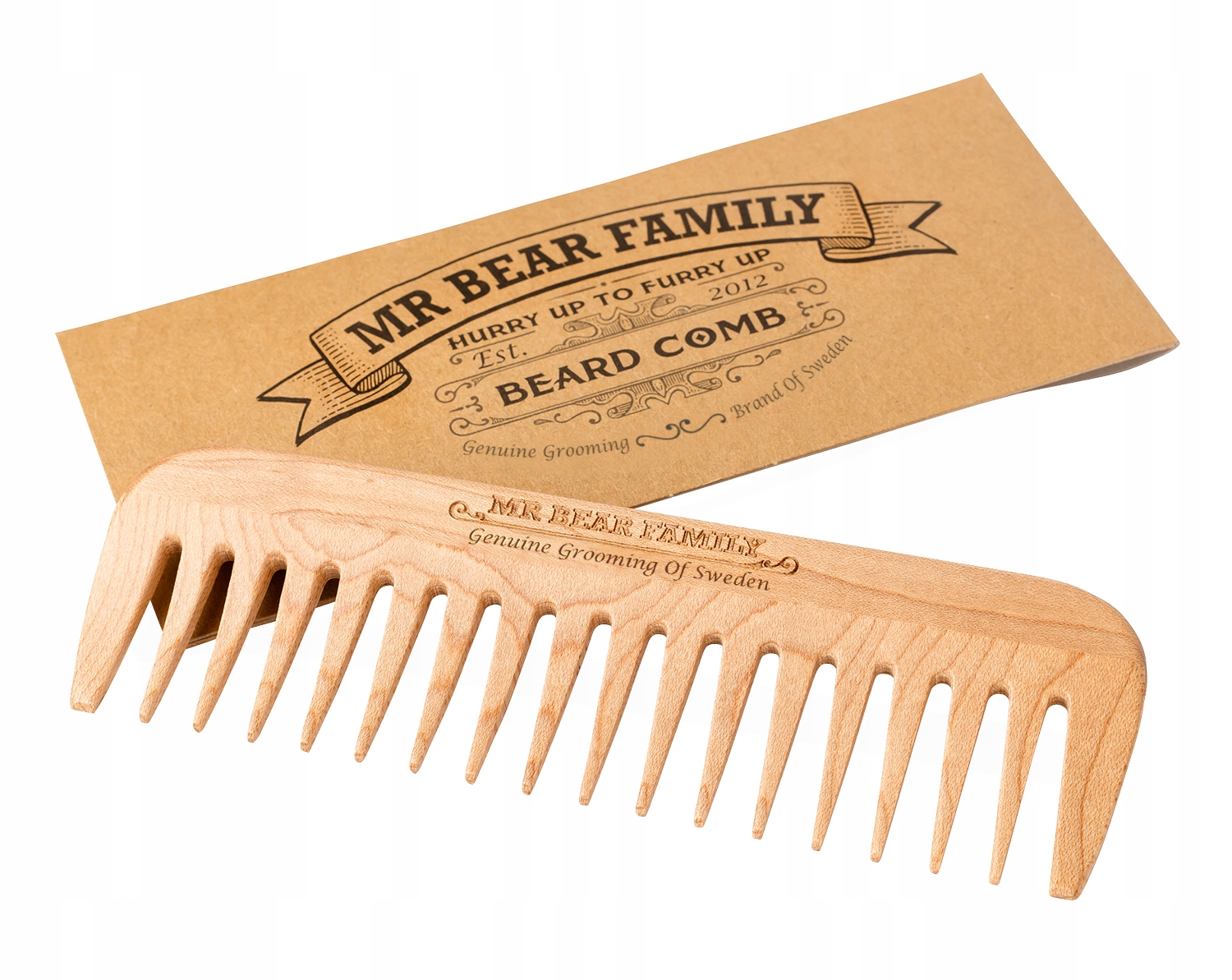 Mr Bear Family hřeben na vousy z javorového dřeva pro muže