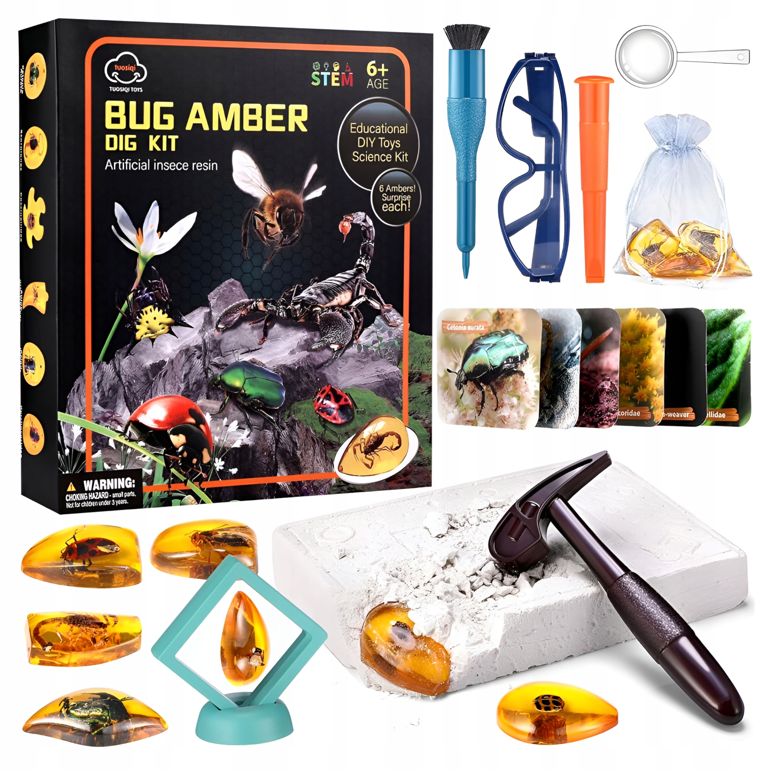 WYKOPALISKA SKAMIELINY OWADKÓW BURSZTYNÓW ZESTAW ARCHEOLOGICZNY BURSZTYN