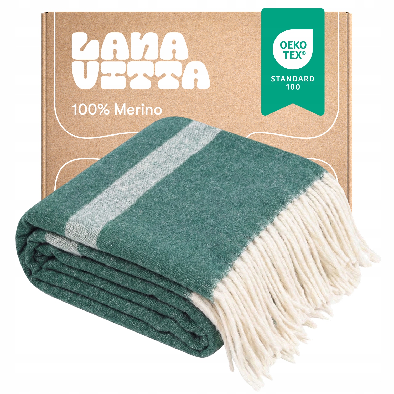 Vlněná deka Laska 100% Australská vlna Merynos Zelená 140×200 cm