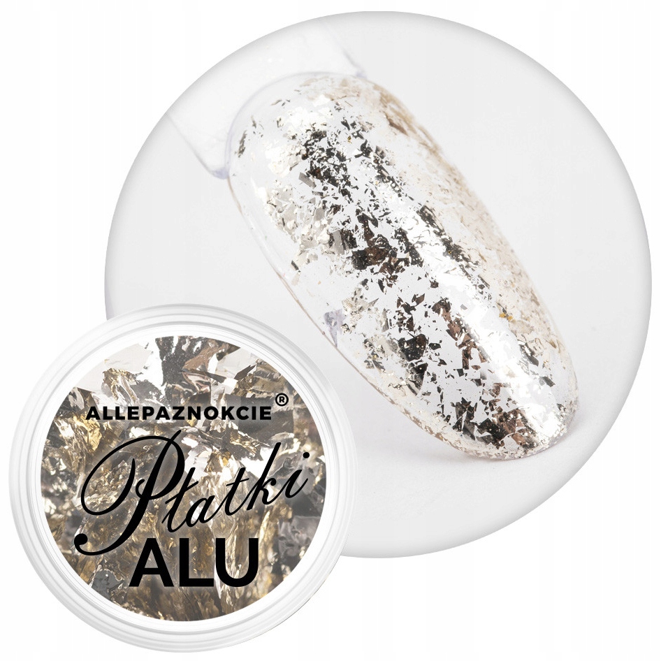 Metaliczne Płatki Do Paznokci Pyłek ALU Light Gold