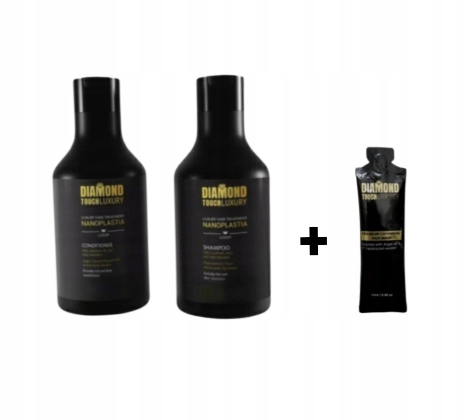 DIAMOND TOUCH PO NANOPLASTII 2X300 ML SZAMPON ODŻYWKA + MASKA KASZMIR 12ML
