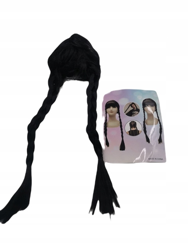 PERUKA CZARNA WEDNESDAY DWA WARKOCZE