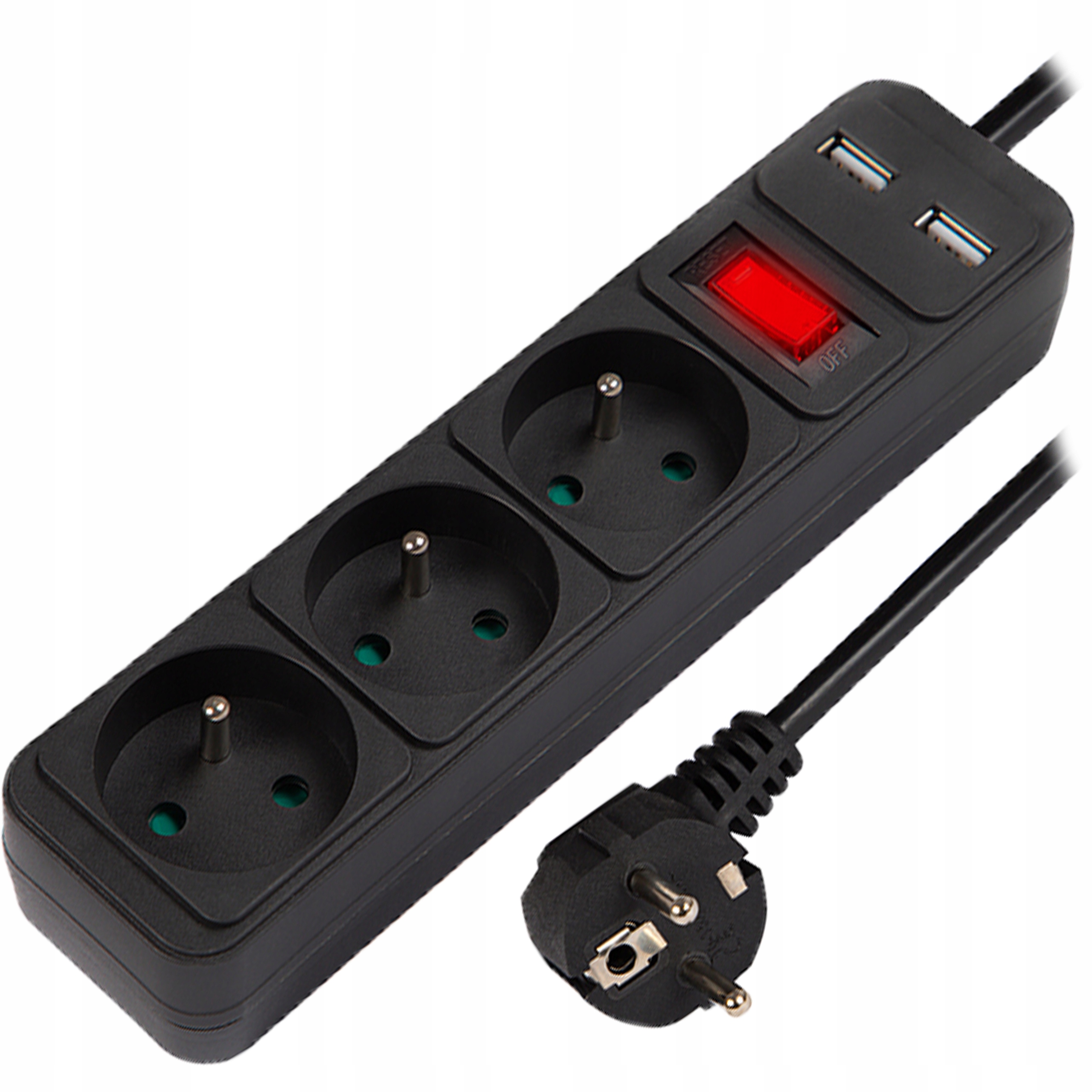 PRZEDŁUŻACZ LISTWA ZASILAJĄCA WŁĄCZNIK 3 GNIAZDA 3M ŁADOWARKA 2xUSB 2.1A EAN (GTIN) 5905937492711