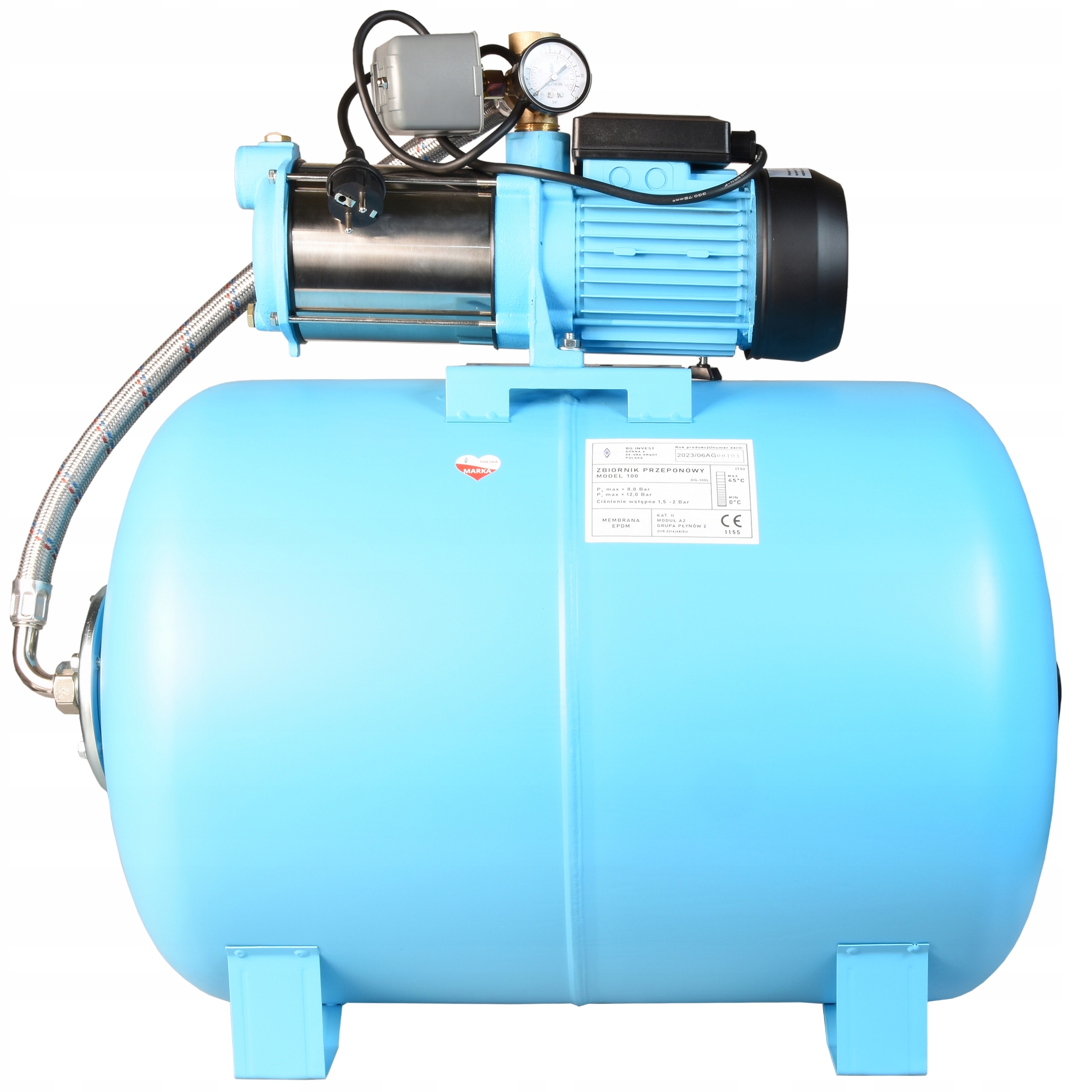 Hydrofor Na Vodu 100L Čerpadlo Max-h Hydroforový set 5520 l/h 1300 W Výkonný