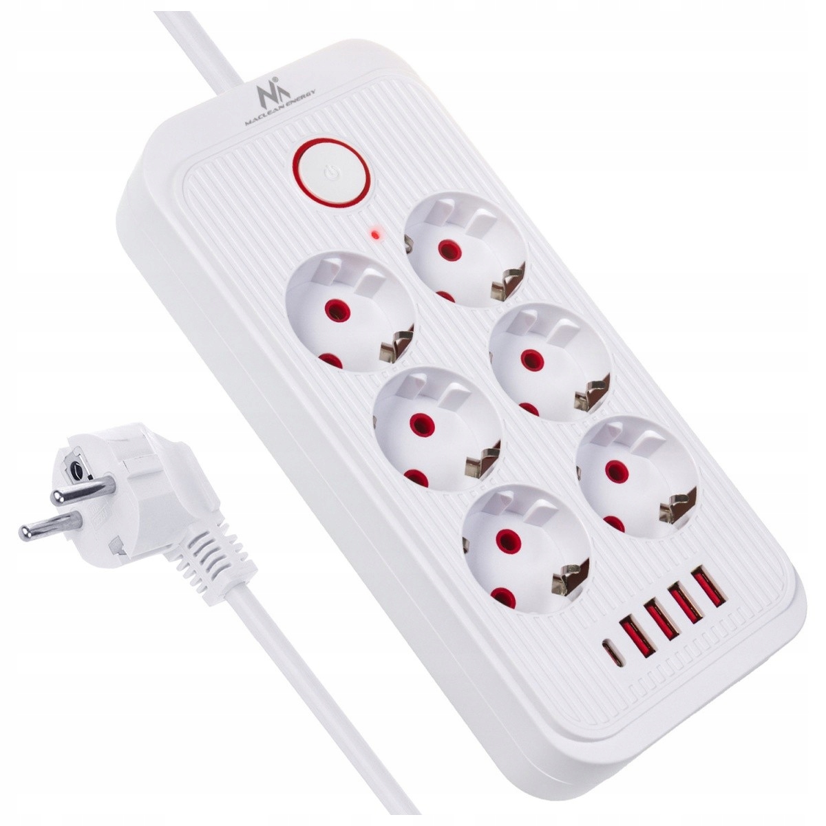 Listwa zasilająca MCE389 W 6 gniazd 4xUSB-A 1xUSB-C 110-240V, Ac 50/60Hz,