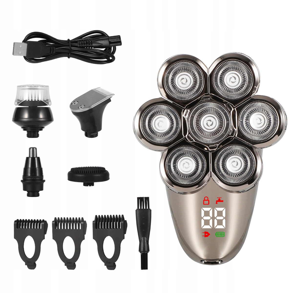 Golarka Męska Maszynka Do Golenia Głowy Twarzy Brody Elektryczna Trymer