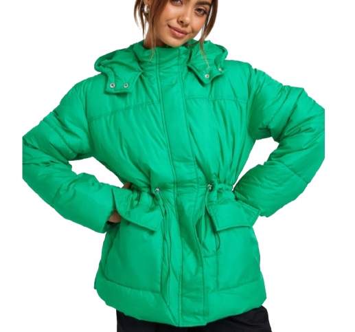 Pieces Zelená Zimní Bunda S Prošíváním S Kapucí L K_a