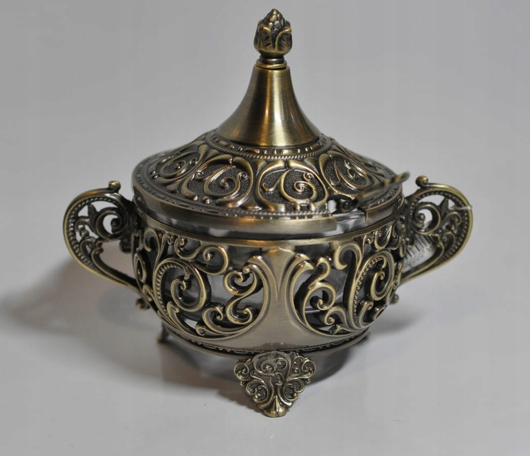 Cukřenka kovová, zlatá, pokovená starým zlatem