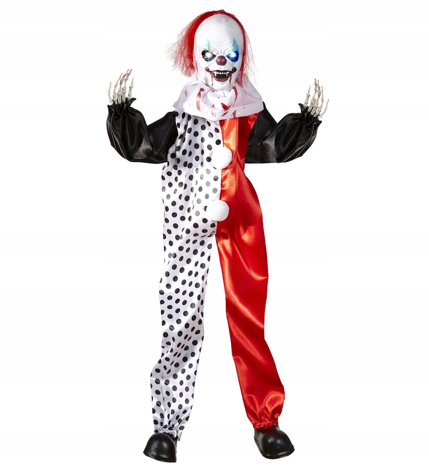 Interaktivní klaun svítící oči, 90 cm Strašidelné halloweenské dekorace