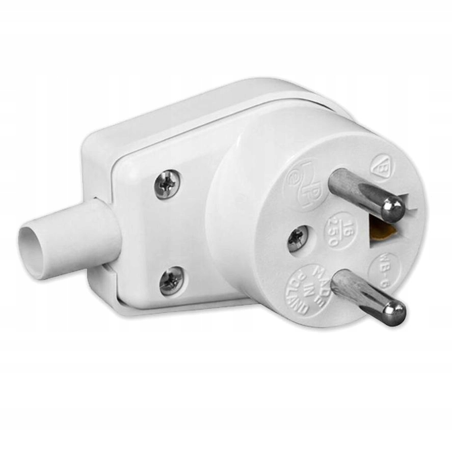 WTYCZKA KĄTOWA UZIEMIENIE 16A 250V BIAŁA