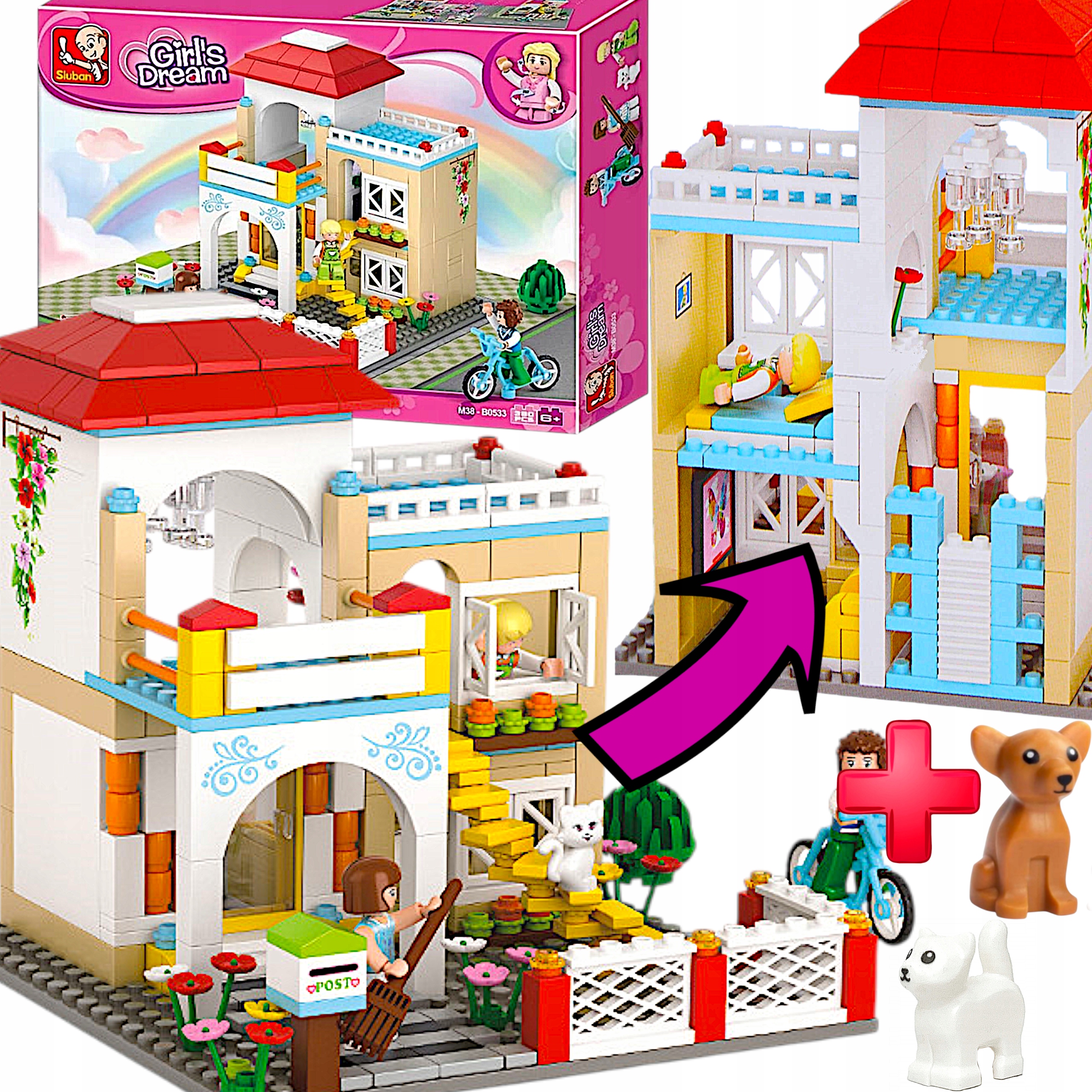 СОВРЕМЕННЫЙ 2-ЭТАЖНЫЙ ДОМ ДЛЯ ДЕВОЧЕК FRIENDS BLOCK + LEGO ANIMAL