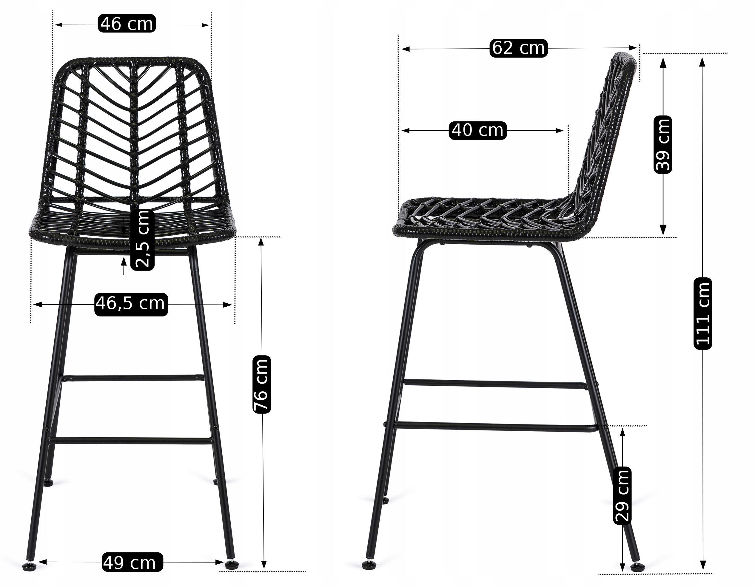 Schemat wymiarów hokera JERRY