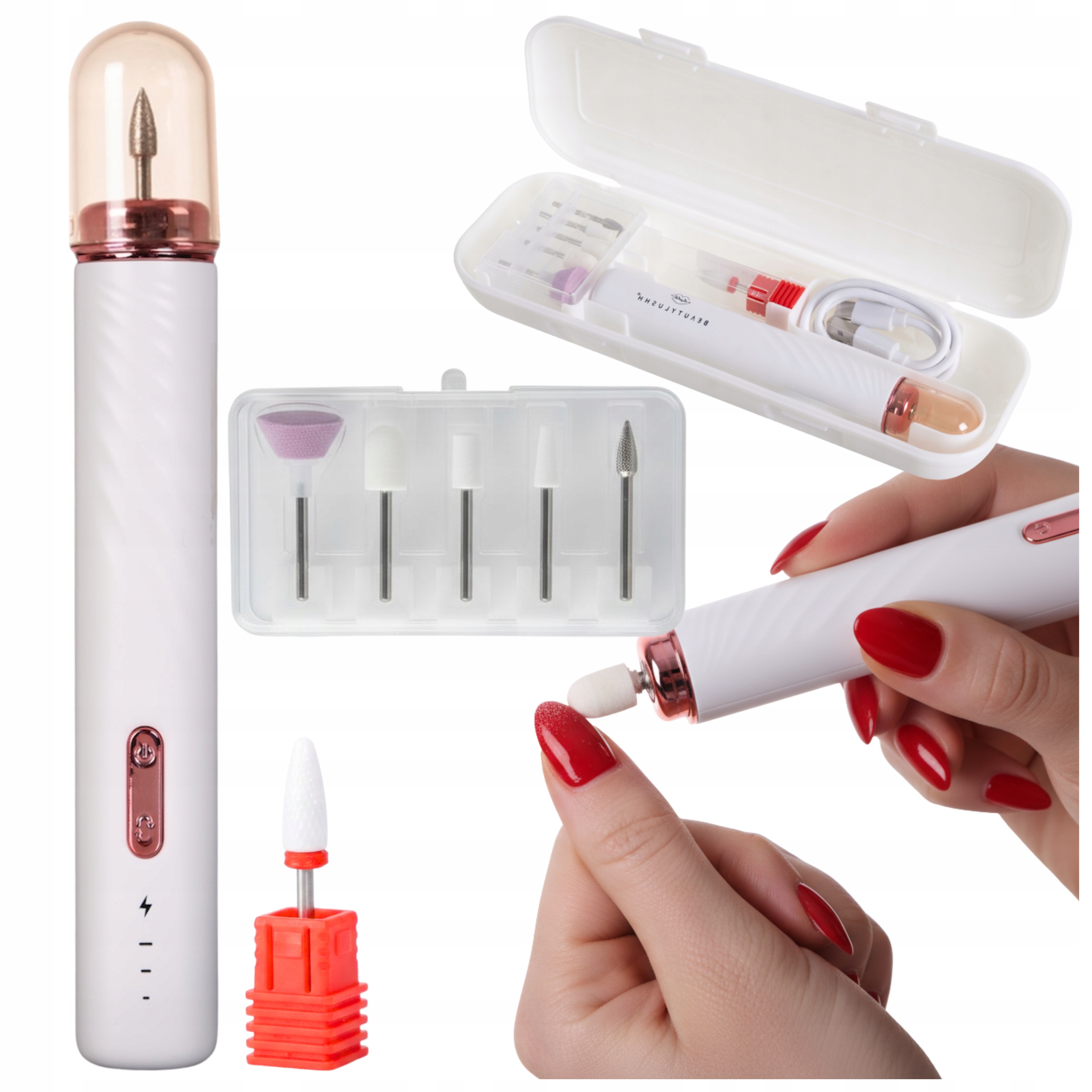 Bruska na nehty Manikúra Pedikúra bezdrátová 6 fréz domácí Spa
