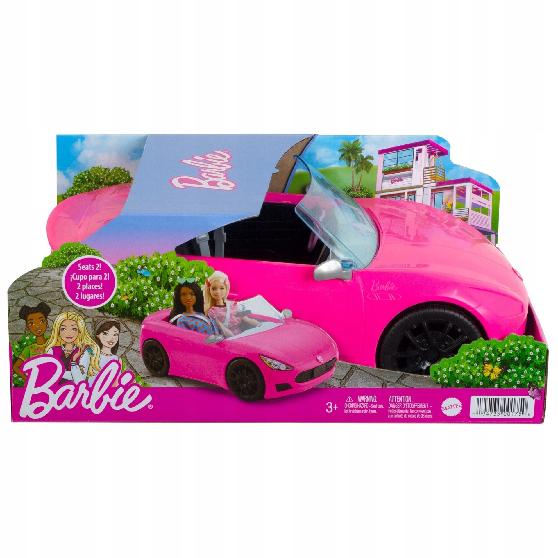 Barbie Różowy Kabriolet Auto Samochód Zabawka dla Lalki Dziewczynki HBT92