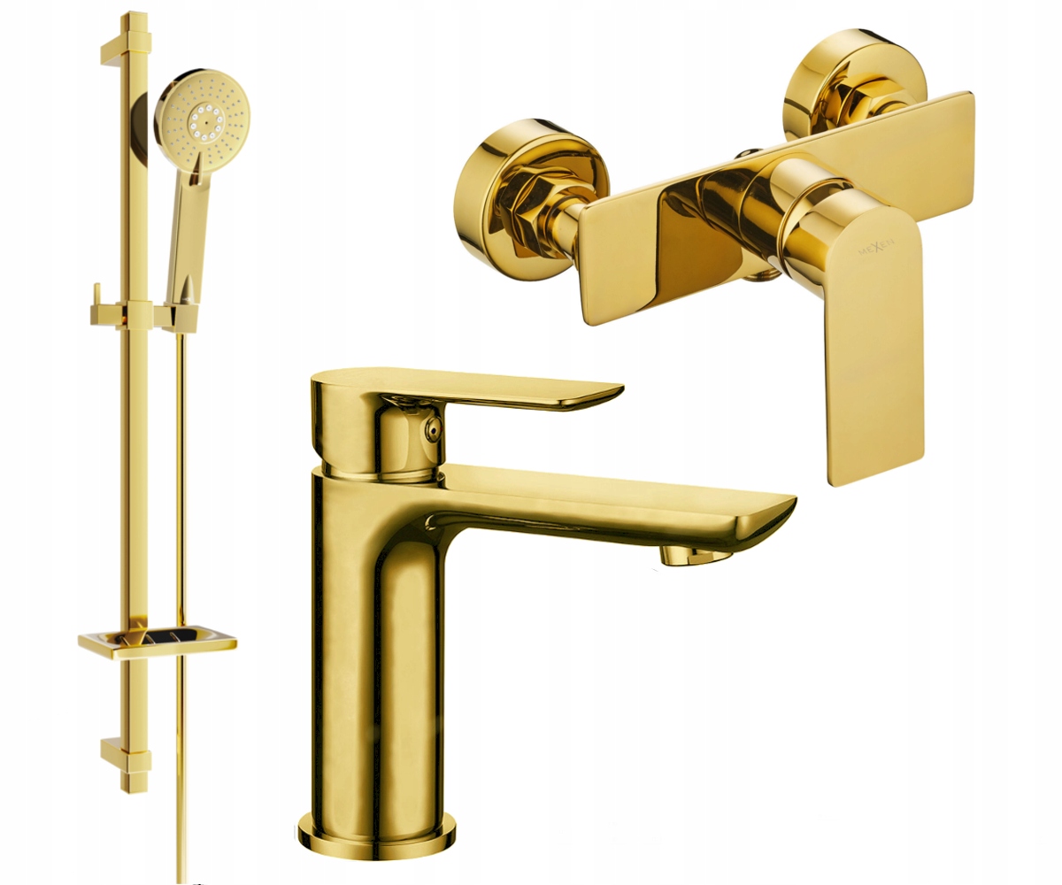 Mexen Alfa DQ40 Zlatá sprchová souprava s mosaznými prvky