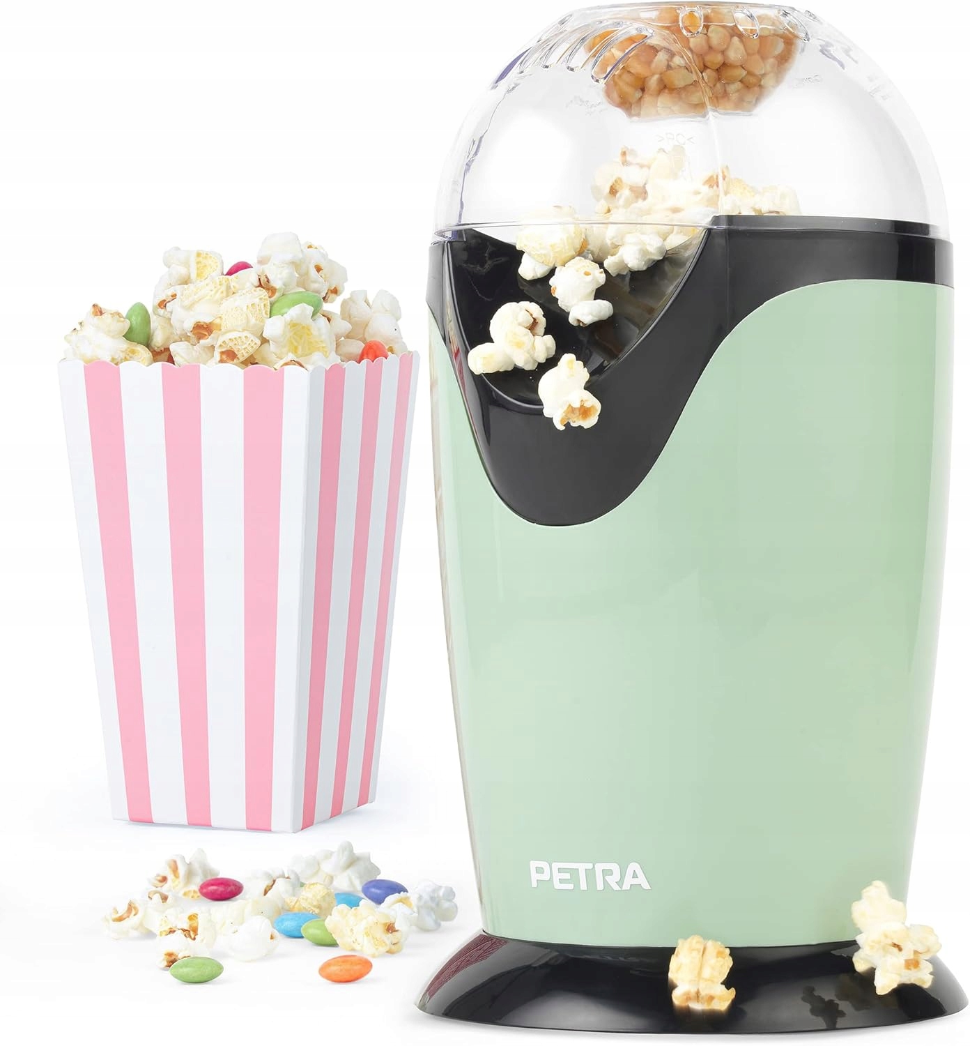 Stroj na popcorn sladký i slaný, 1200 W, bez oleje, odměrka
