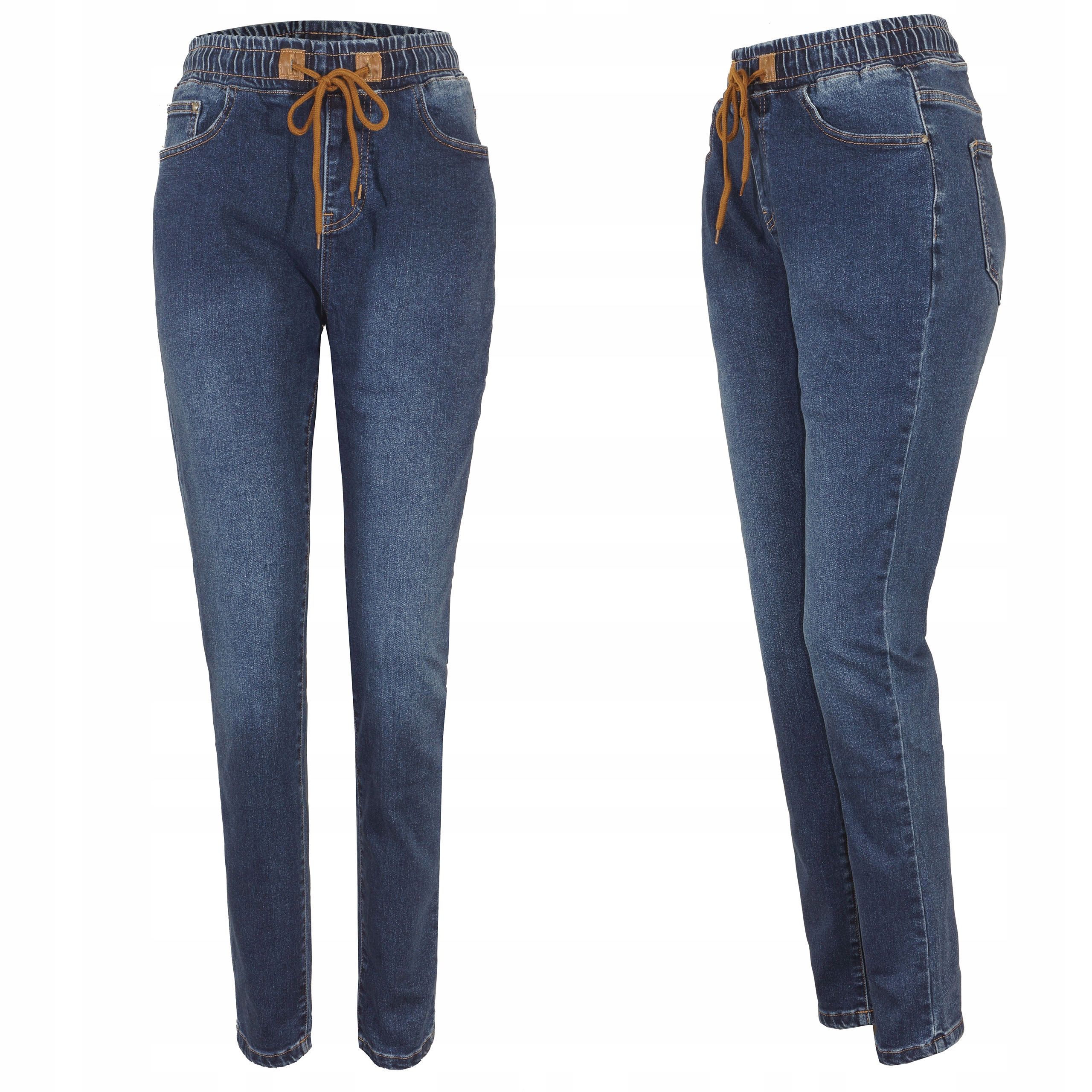 Spodnie Jeans Damskie Zwężane Wysoki Stan Z Elastanem na Gumce 50