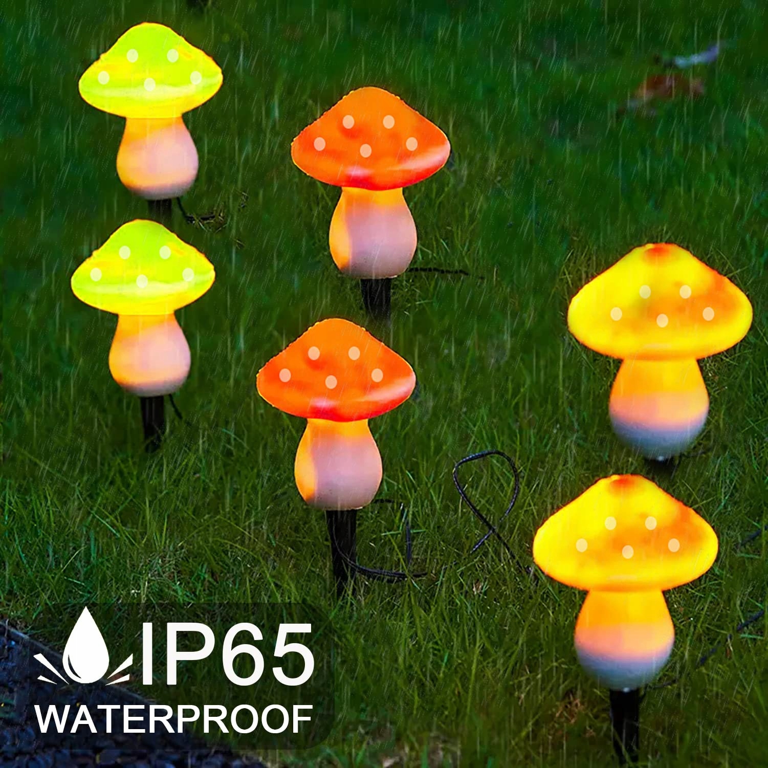 JOYCOME Solarna Lampa Ogrodowa 6 LED Grzyby 8 Trybów Wodoodporna — miniatura 4