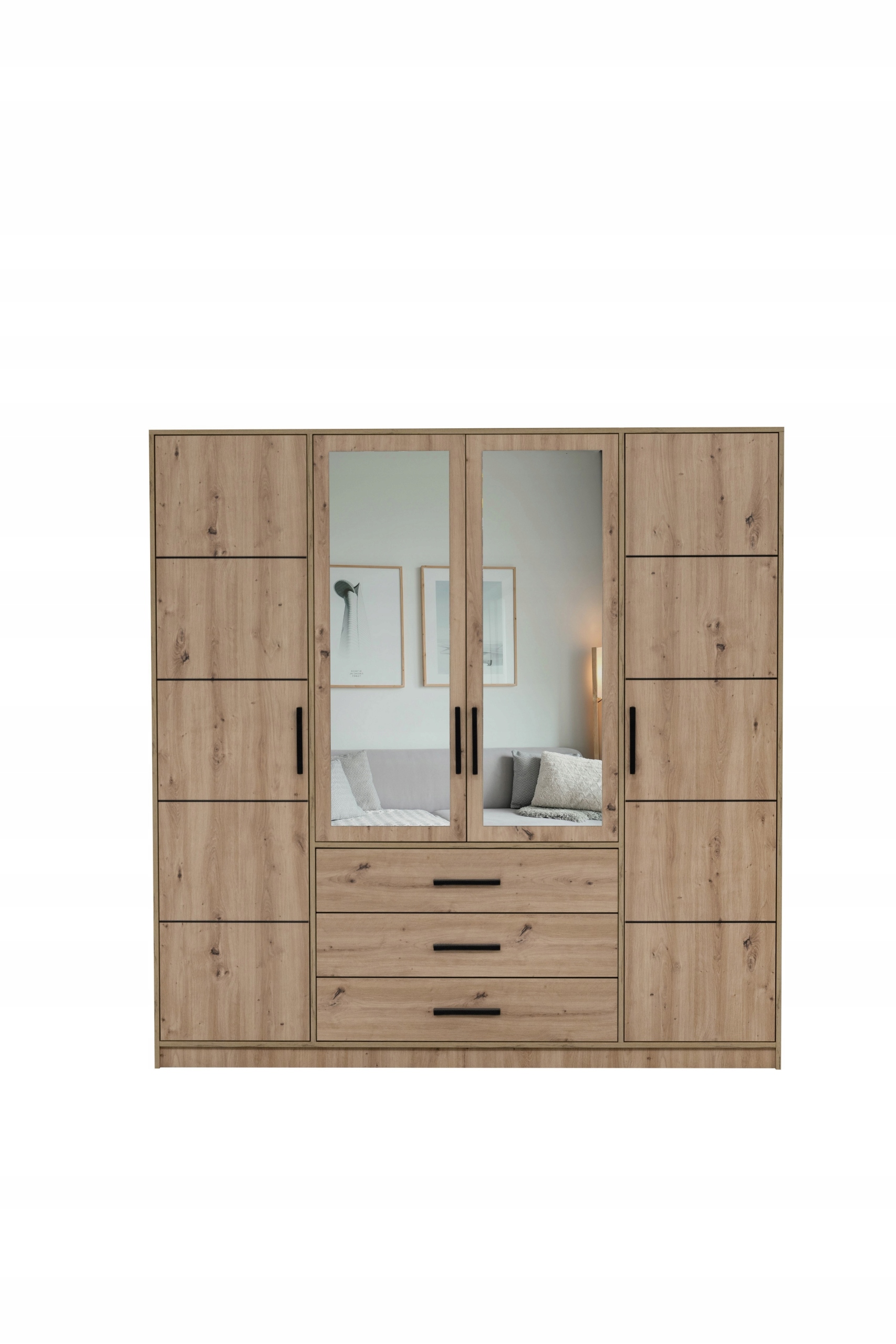 Skříň 196 cm se zrcadlem Výklopné dveře Dub artisan