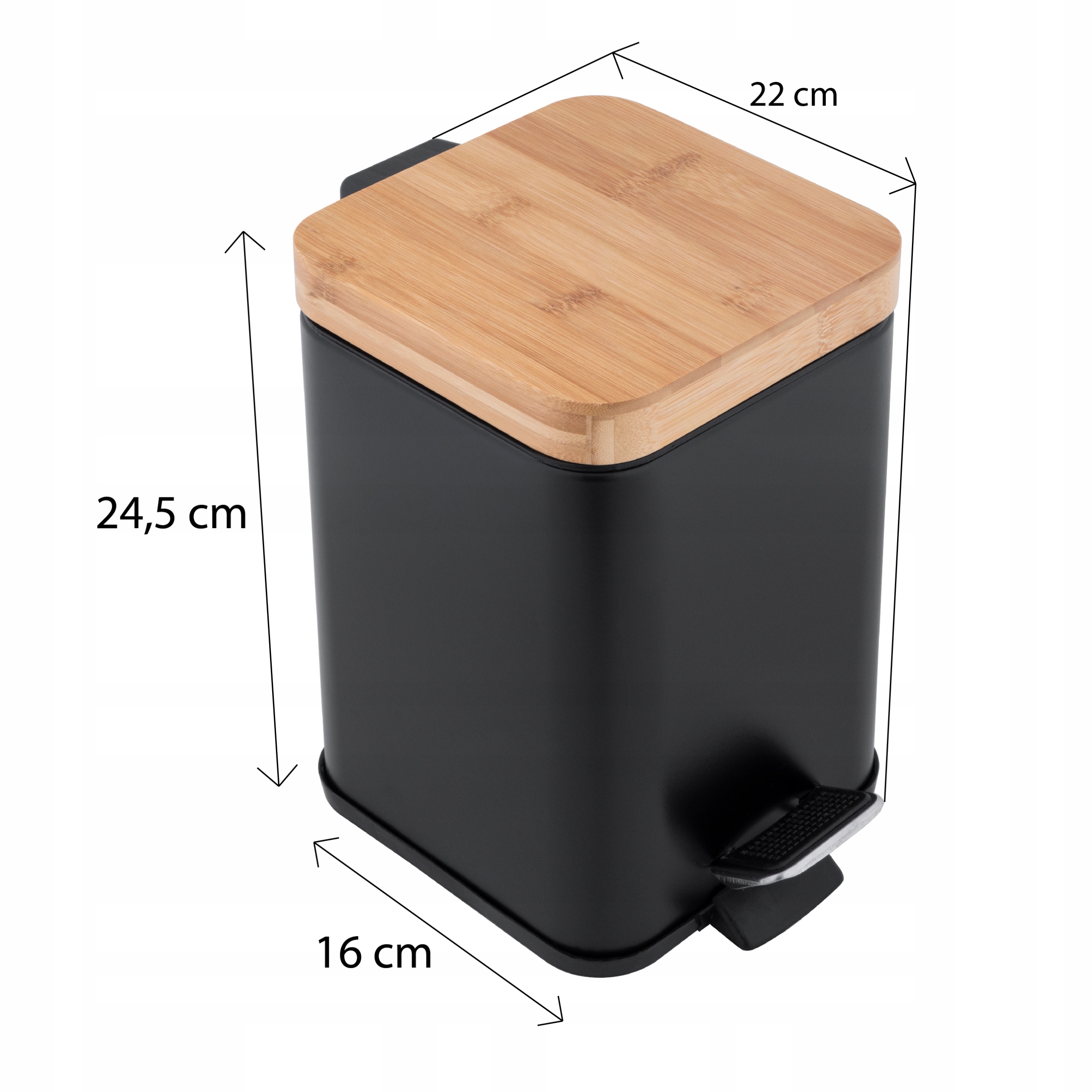 Zestaw łazienkowy 2-elementowy - kosz na śmieci i stojak 2w1 czarny bambus Materiał wykonania metal