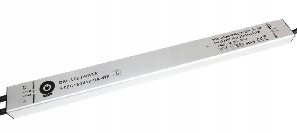FTPC150V12-DA-WP: Led napájací zdroj 12V/11A 132W CV DALI2 Push Dimming, linear m