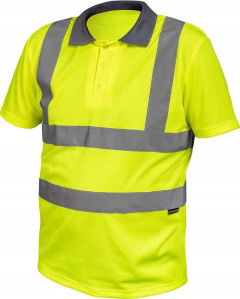KOSZULKA POLO ROBOCZA MĘSKA ODBLASKOWA OSTRZEGAWCZA ŻÓŁTA WYSOKA JAKOŚĆ 2XL
