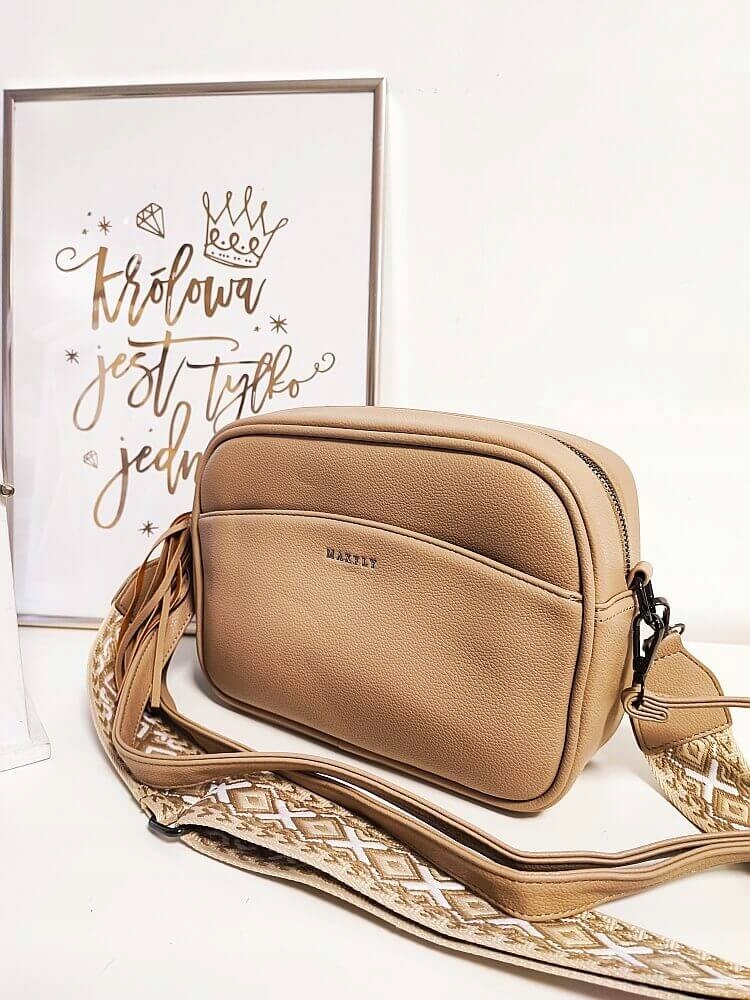 Maxfly torebka kuferek z kieszenią beżowa Kolor beżowy