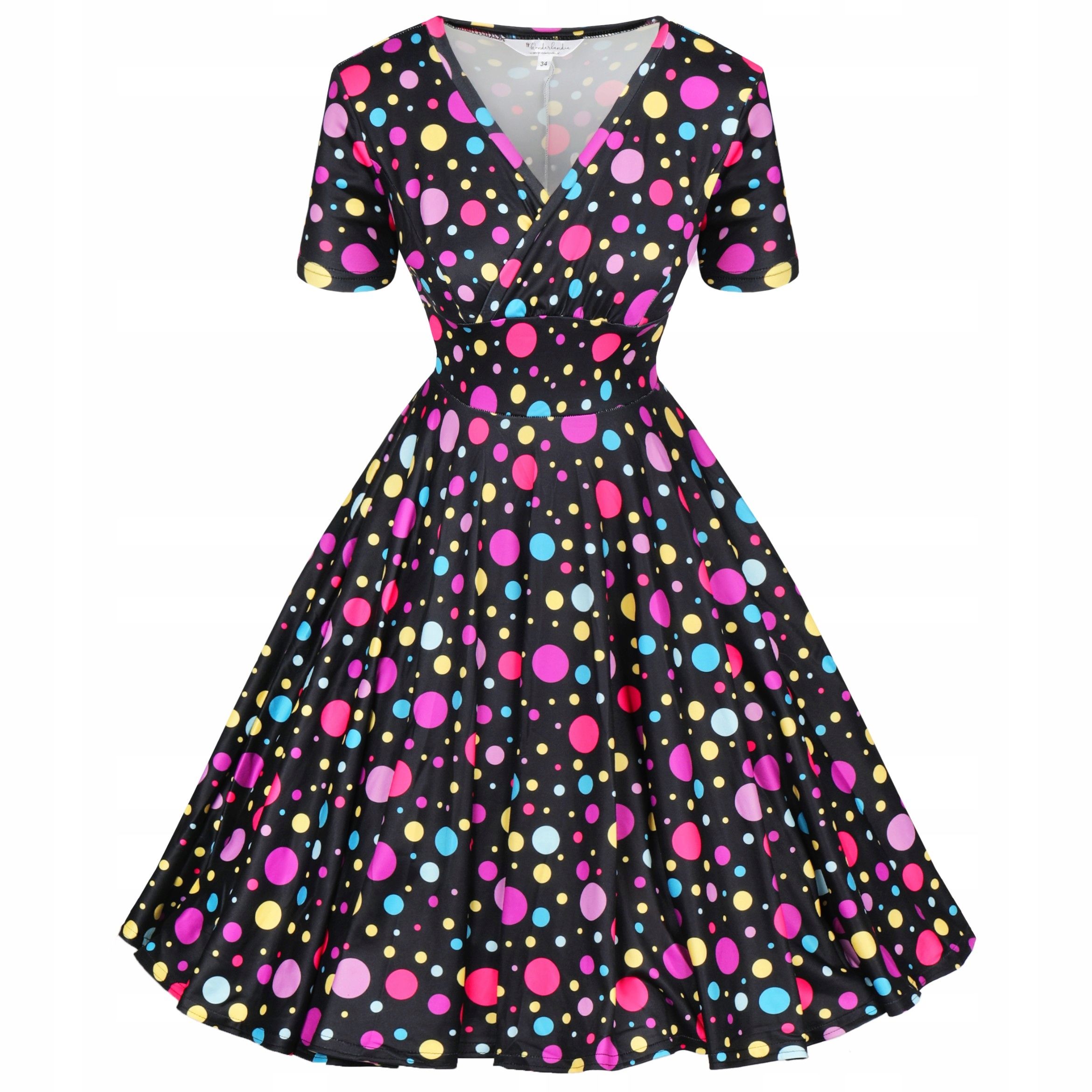 Šaty pin up s Barevnými Puntíky puntíky retro léta 60 70 80