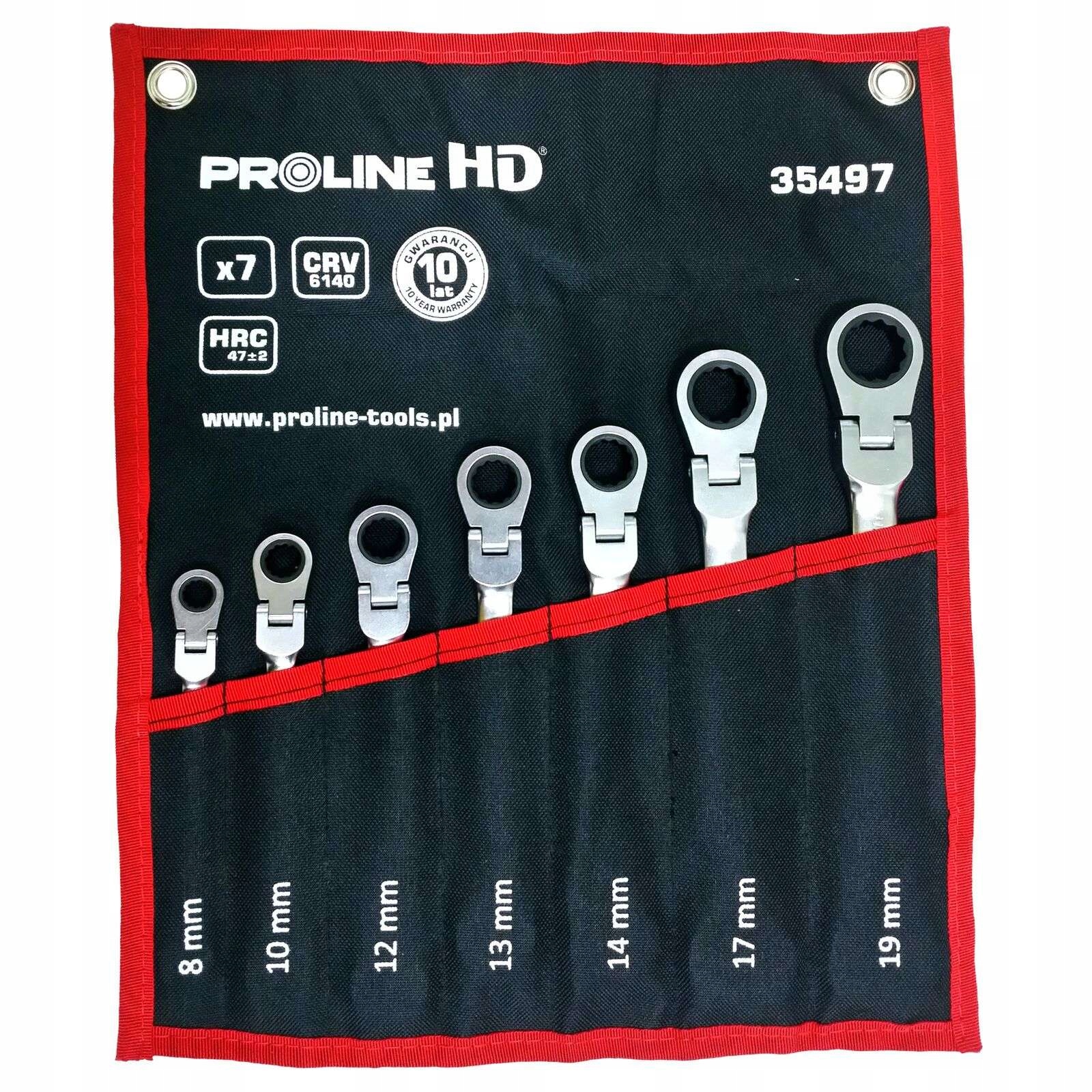 Očkoploché kloubové klíče s ráčnou 8mm-19mm 7 Ks Proline 35497