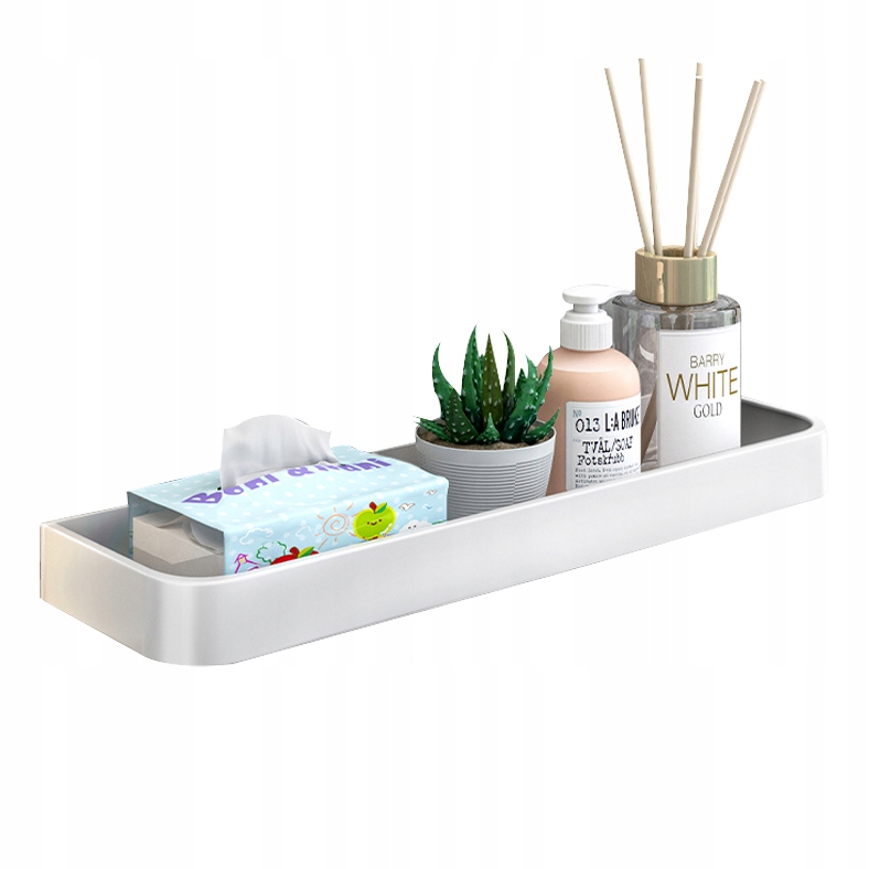 Półka łazienkowa kuchenna wisząca loft 50cm biała na płyny szampony Forb