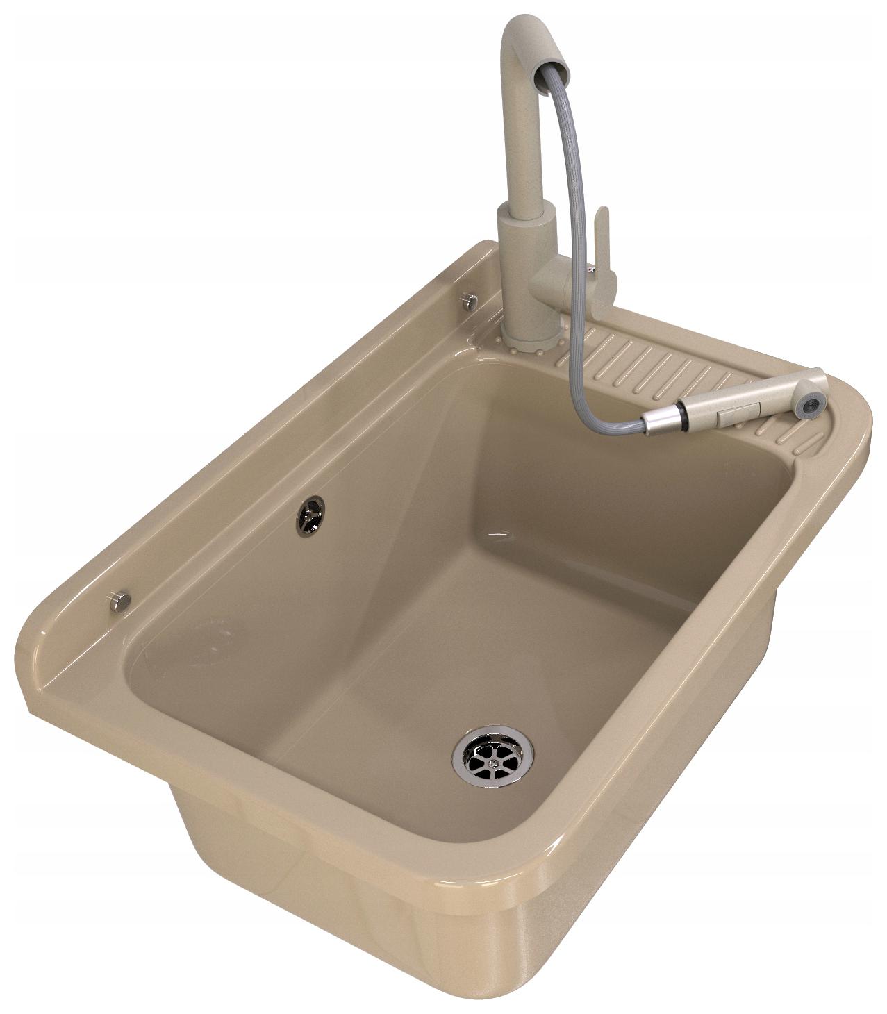 Technický Dřez Béžová Technická Komora Velká Vytahovací Baterie