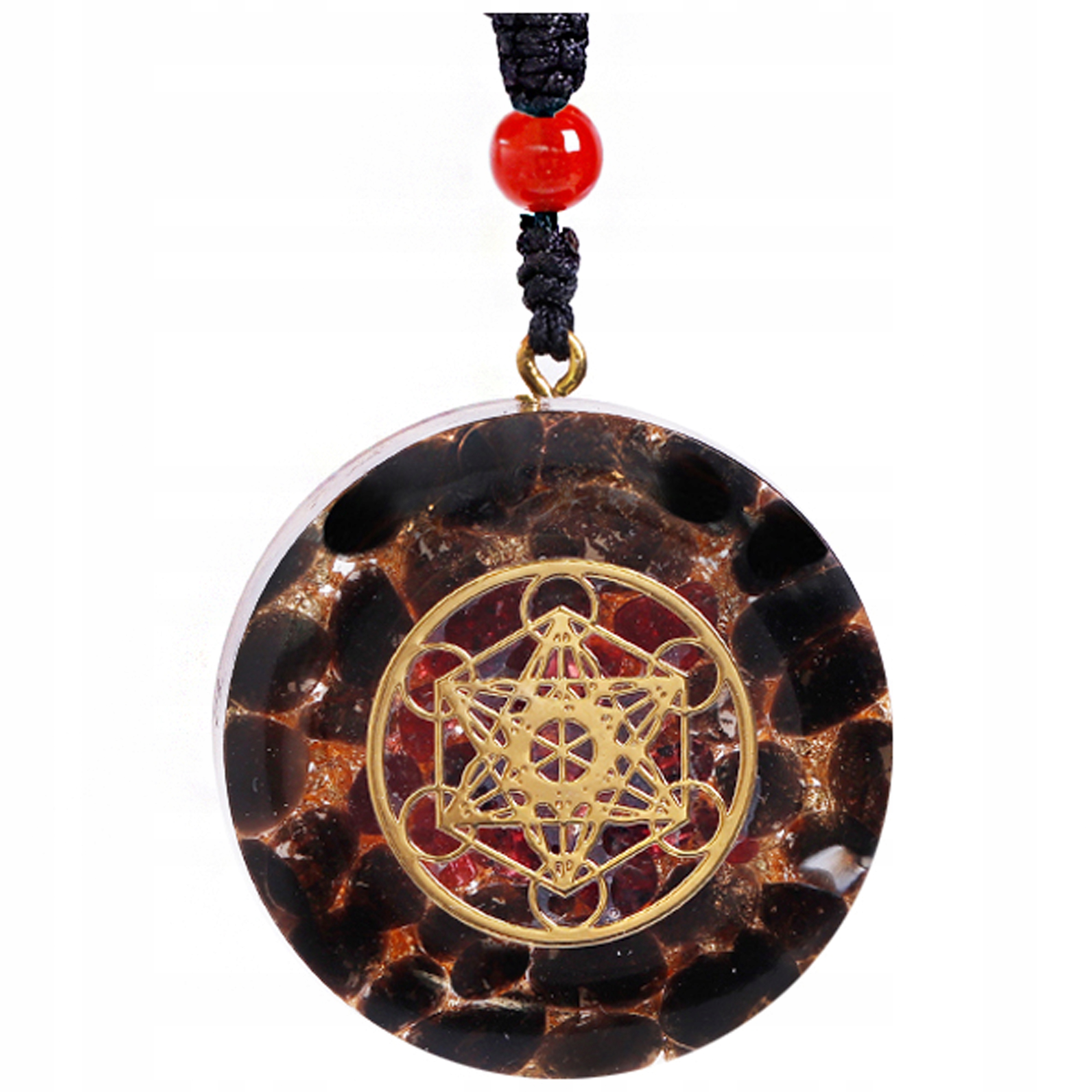 Přívěsek Náhrdelník Orgonit Obsidián Granátová Krychle Metatrona Harmonizace