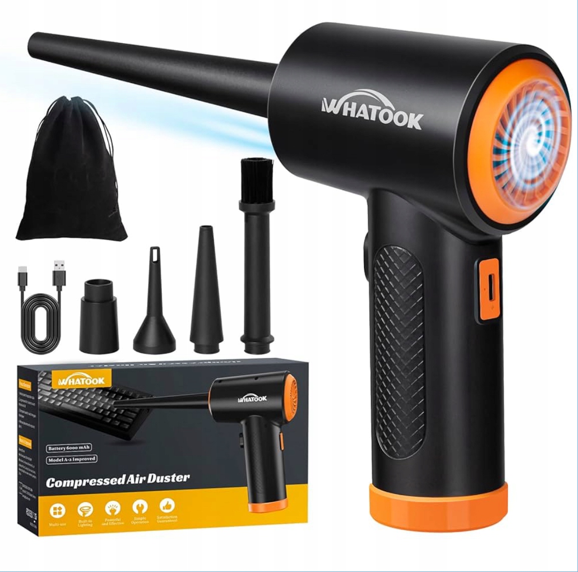 Elektrický foukač prachu 60000RPM Led Usb-c Vysavač Whatook