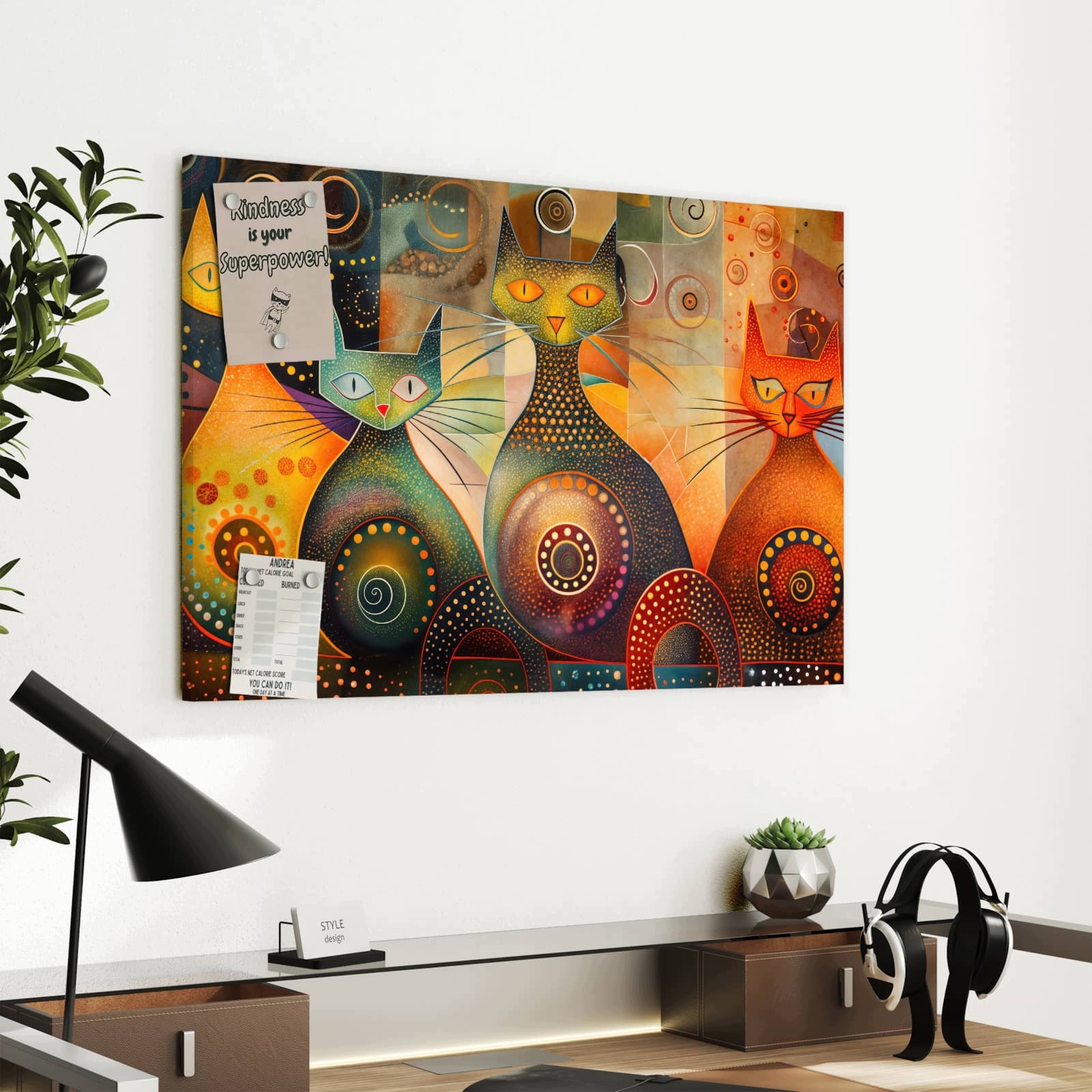 Magnetická tabule Kočičí dílo umění 60 × 40 cm