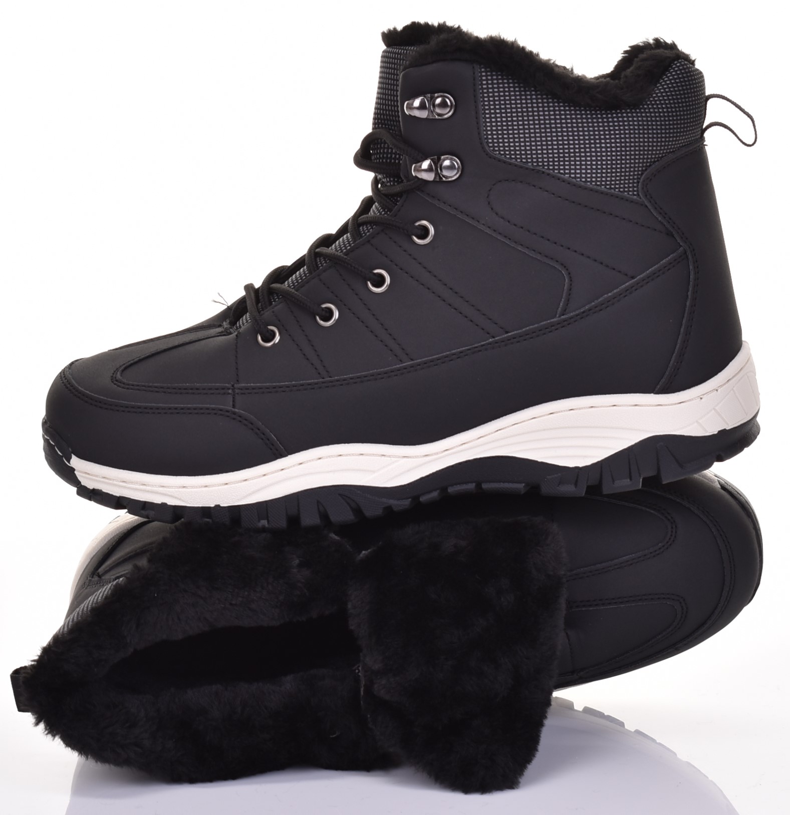 Pánské Zimní Boty Kotníkové Boty Kožené Trapery Černé Sněhule Zateplené