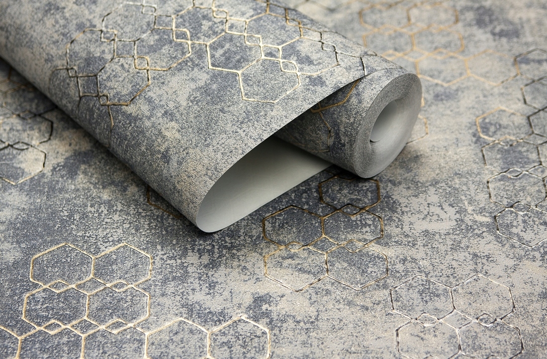 Tapeta NOWOCZESNY wzór - heksagon na BETONIE Marka AS